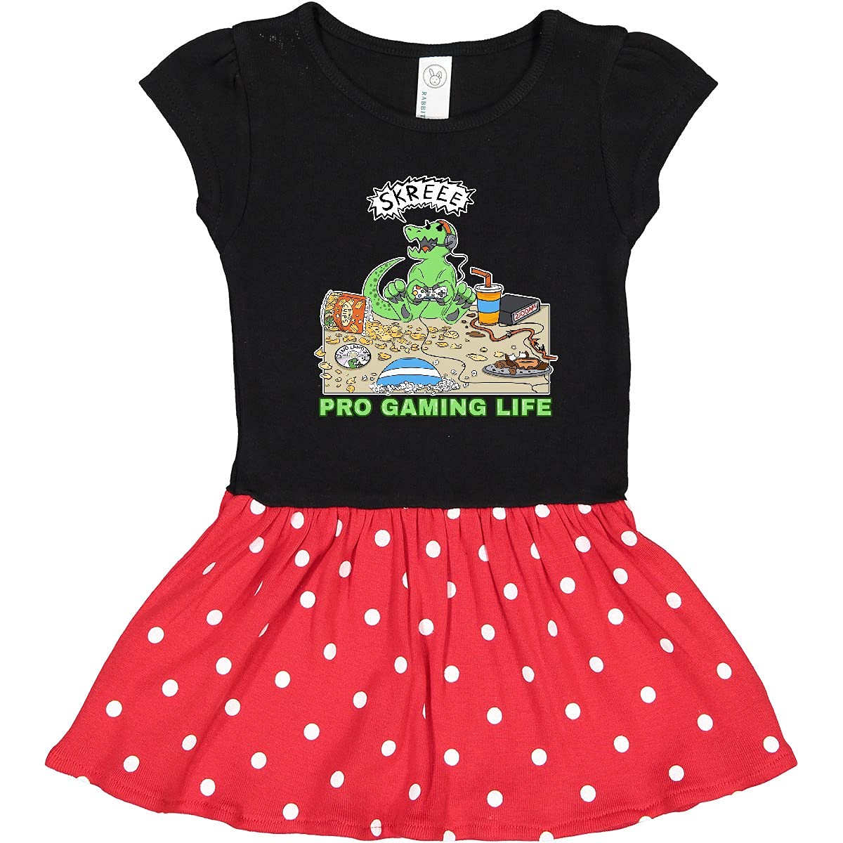 Inktastic Pro Gaming Life Dinosaur Toddler Dress - Cute Dino Print Casual Outfit for Baby Girls & Boys, Perfect for Playdates, Birthday Parties & Family Photos