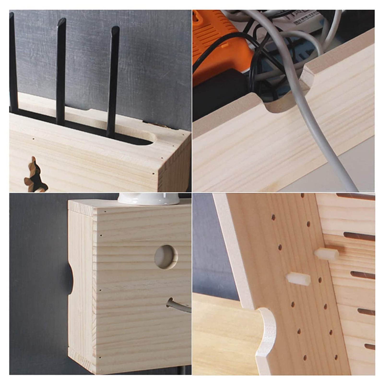 Wooden WiFi Router Shelf - Wall Mount Cable Management Storage Box for Internet Modem & Router (36cm) - Perfect for Home Office, Living Room & Bedroom Network Organization