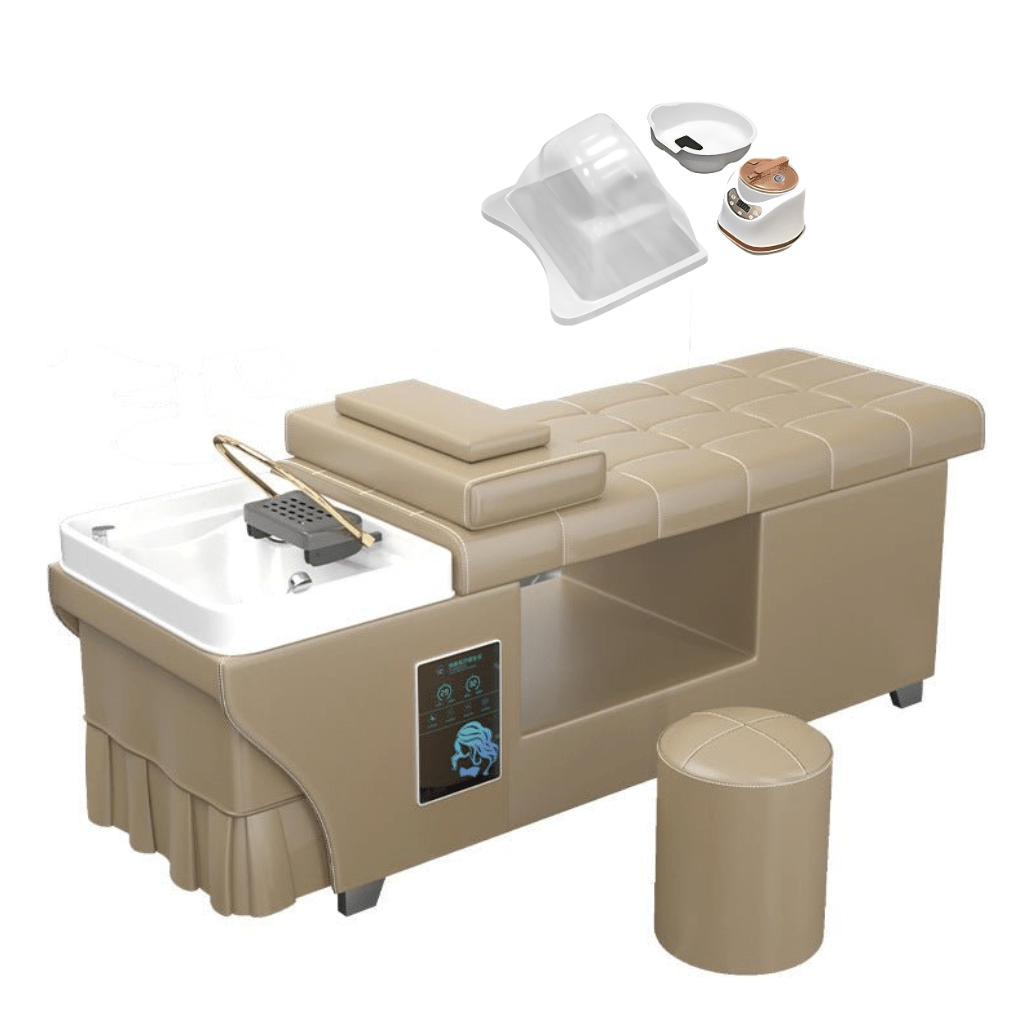 Premium Thai Shampoo Bed Wood Frame with Steam Function & Water Pump - Salon Quality Hair Washing Station for Spa, Salon & Home Use