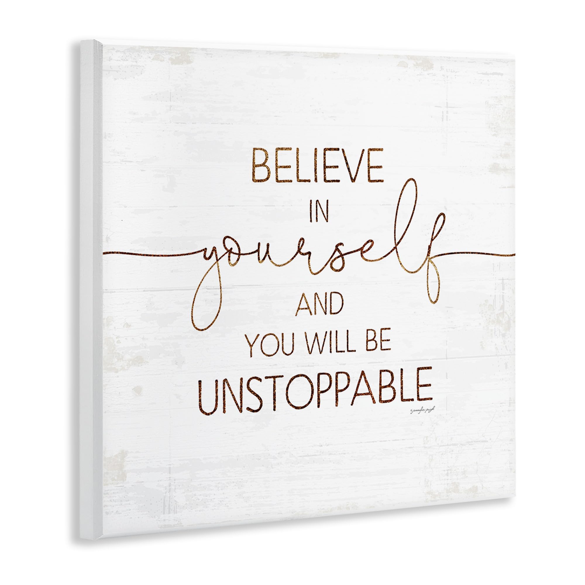 Stupell Industries 'Believe in Yourself Be Unstoppable' Rustic Typography Wall Art - Inspirational Home & Office Decor for Motivation and Self-Confidence