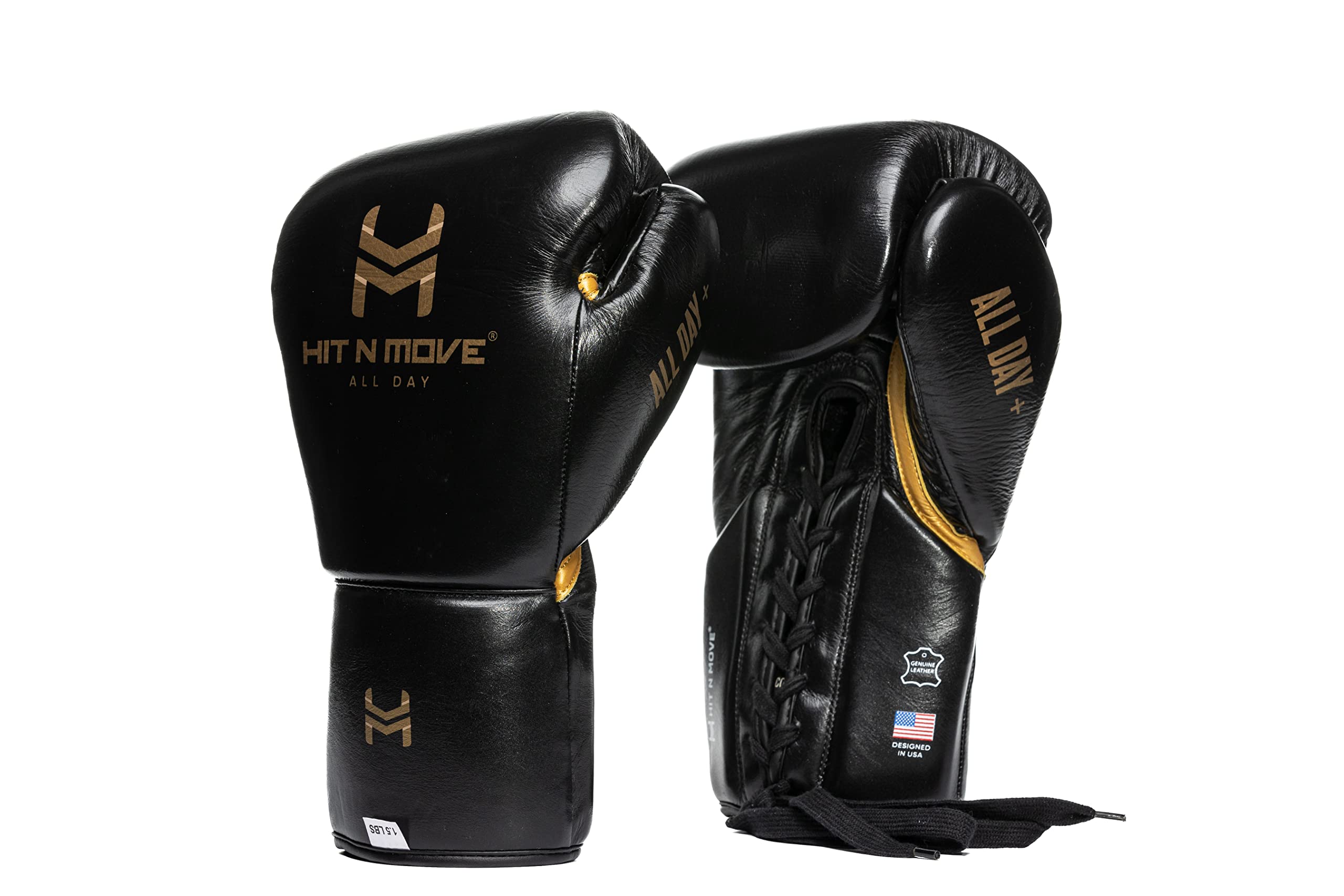 HIT N MOVE All Day Plus Weighted Boxing Gloves 24 oz (1.5lbs) for Men - Professional Heavy Bag Workout Gloves for Boxing, Kickboxing, Muay Thai & MMA Training - Ideal for Sparring, Fitness & Home Gym Workouts