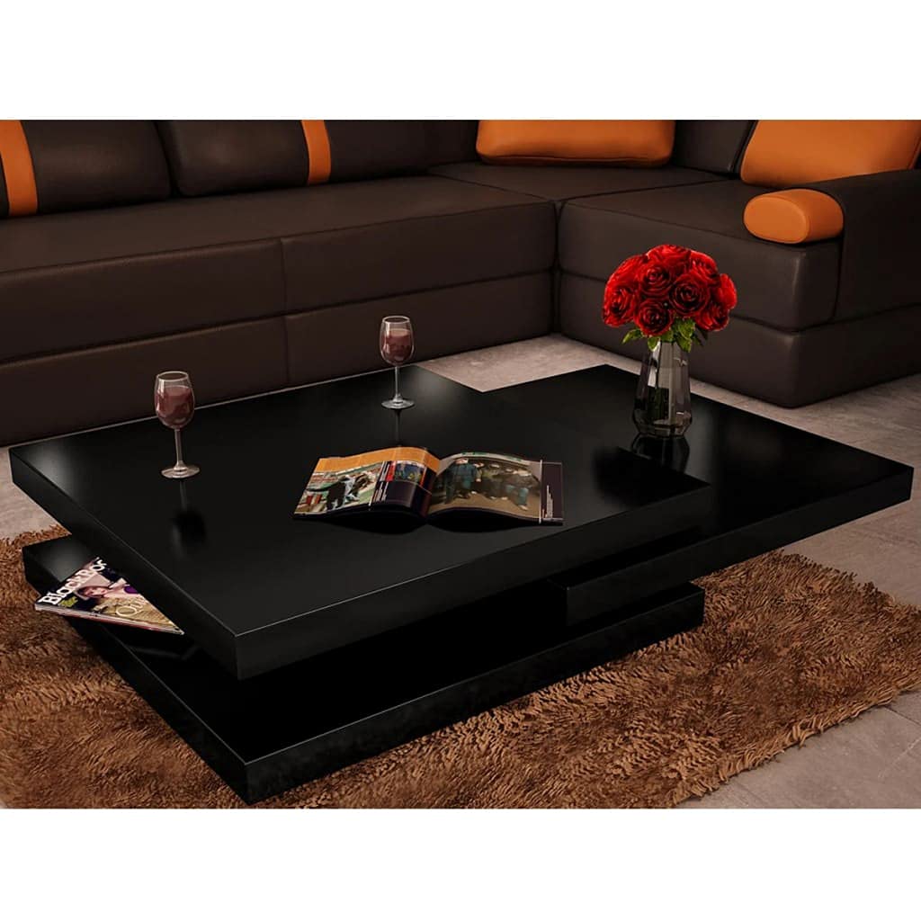 Aisifx 3-Tier High Gloss Black Coffee Table - Modern End Table for Living Room, Bedroom & Office Decor