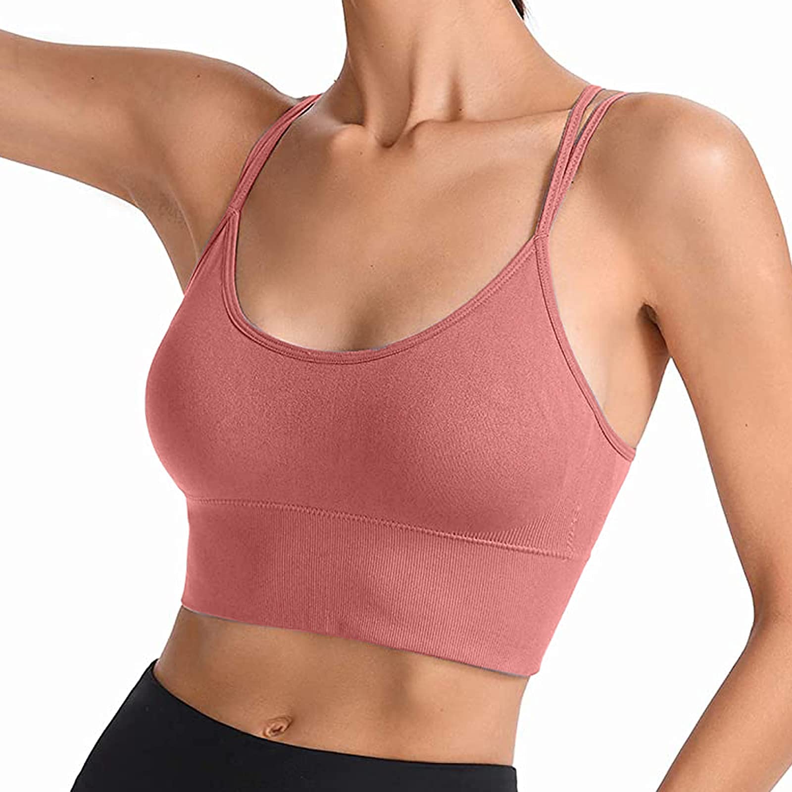 3 Pack Women's Cross Back Sports Bras - Medium Support, Padded, Wirefree, Quick Dry for Yoga & Workouts - Comfortable Strappy Design for Gym, Running & Activewear