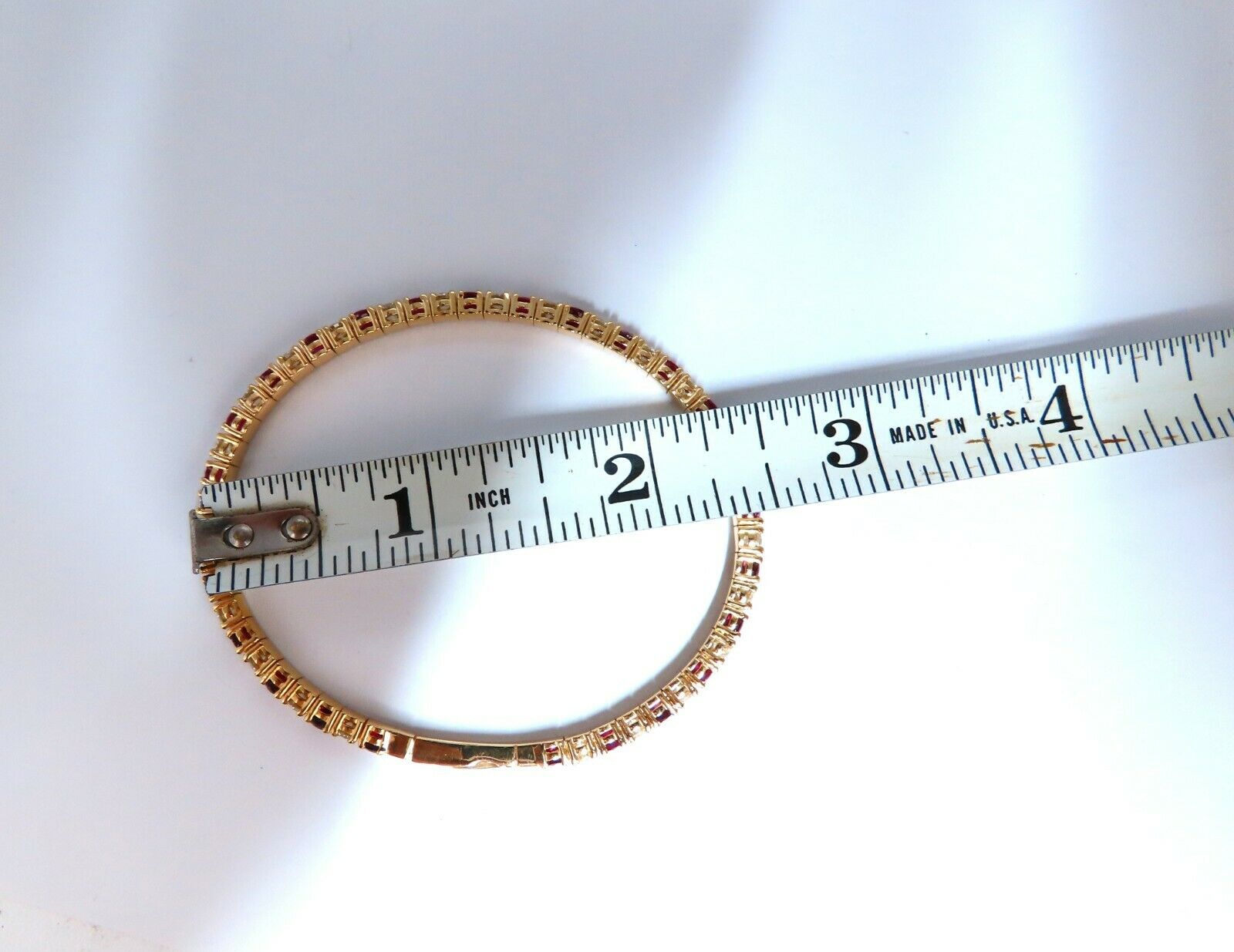 7.80ct Natural Round Cut Ruby & Diamond Bangle Bracelet in 14K Gold - Flexible Design for Women, Perfect for Weddings, Anniversaries & Special Occasions
