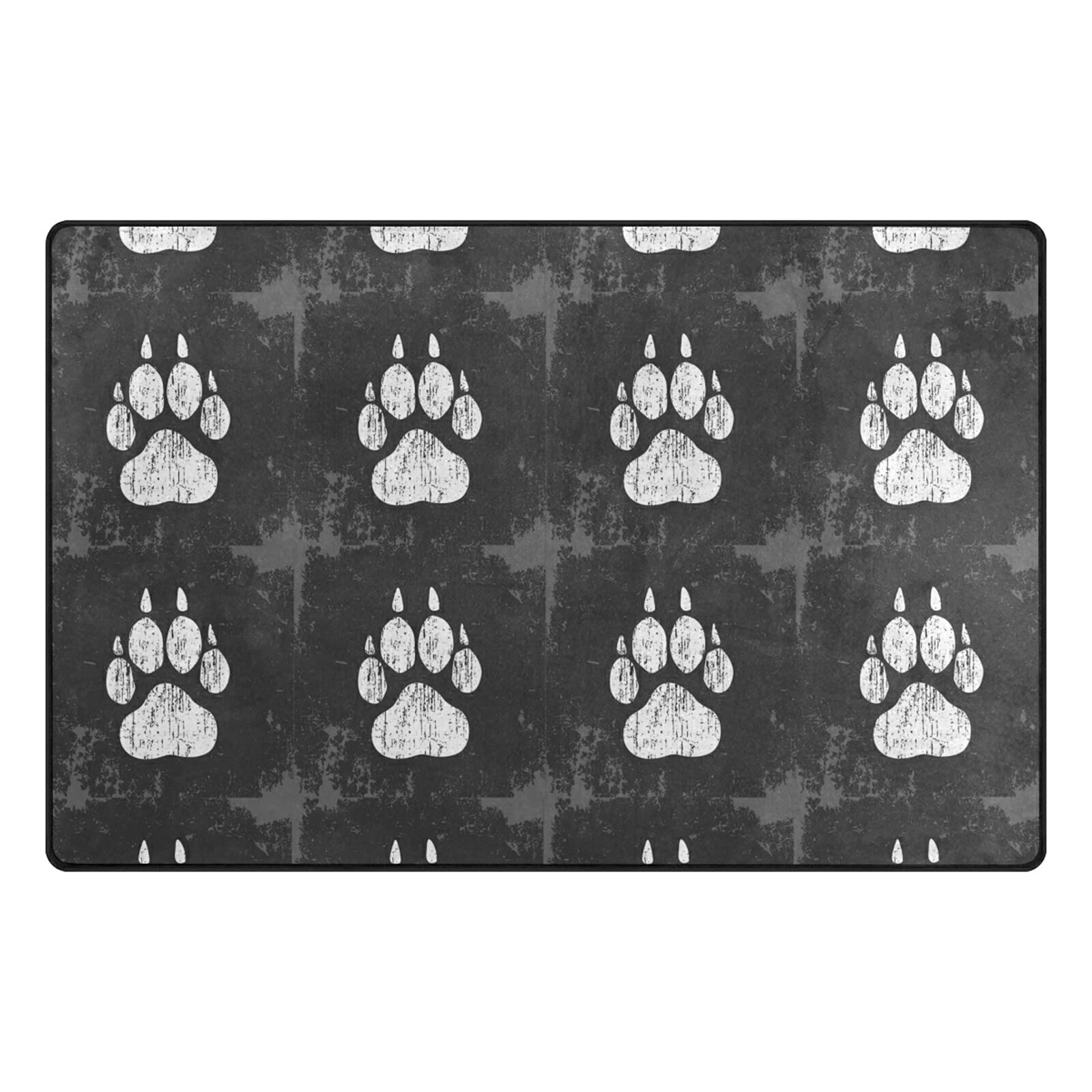 Vintage White Dog Paw Print Non-Slip Area Rug 23.6x15.7 Inch - Retro Distressed Design Entryway Mat for Front Door, Bathroom & Indoor/Outdoor Use - Perfect Welcome Floor Mat for Pet Lovers Home Decor