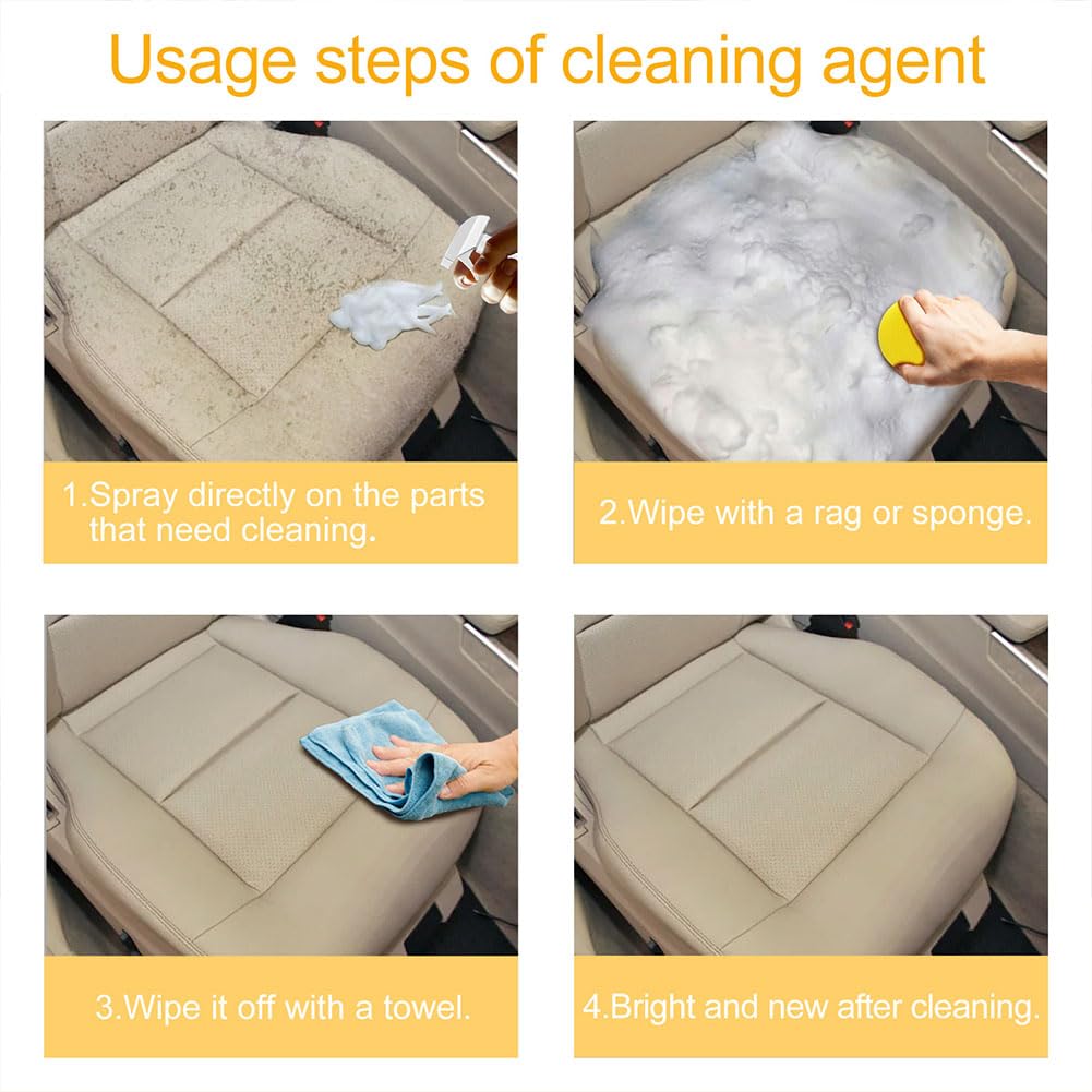 LONGLUAN Multi-Purpose Foam Cleaner for Car Interior & Exterior - Heavy Duty Degreaser for Seats, Dashboard, Tires (2 Pack) - Perfect for Auto Detailing, Home Cleaning & Outdoor Gear Maintenance
