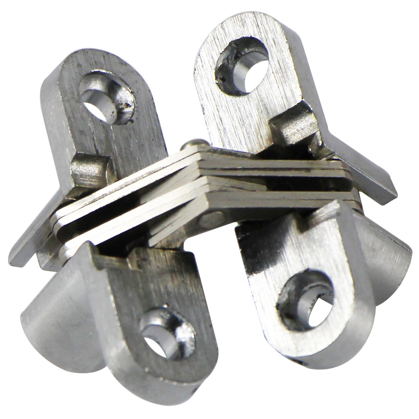 UOOOM 1 Pair Heavy Duty Stainless Steel Invisible Hinges - 180 Degree Concealed Cross Hinge for Folding Doors & Cabinets (32-A#) - Perfect for Kitchen Cabinets, Wardrobes & Furniture Installation