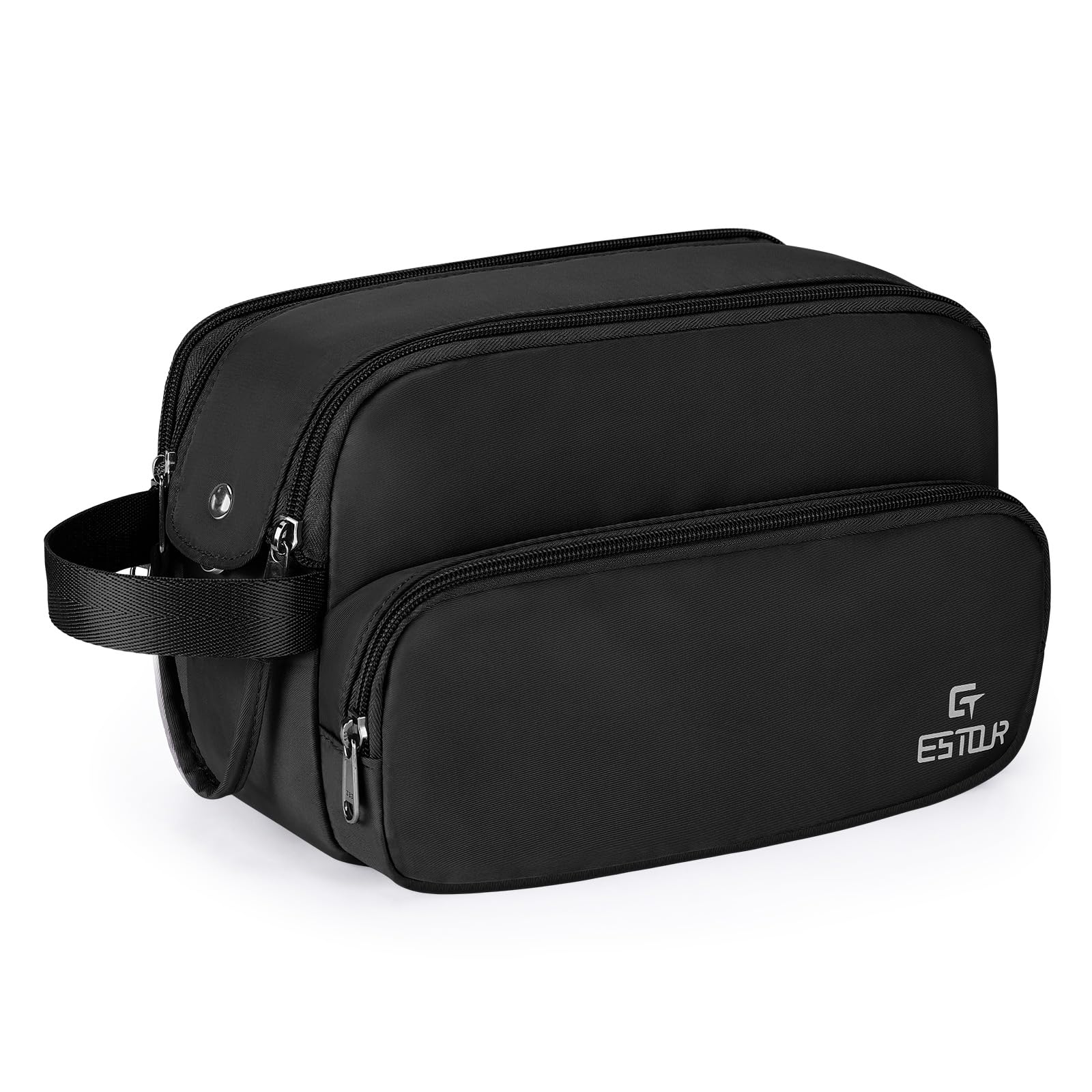 Men's Water-resistant Travel Toiletry Bag - Dopp Kit Shaving & Bathroom Organizer (Classic Black Polyester) - Perfect for Business Trips, Gym & Weekend Getaways