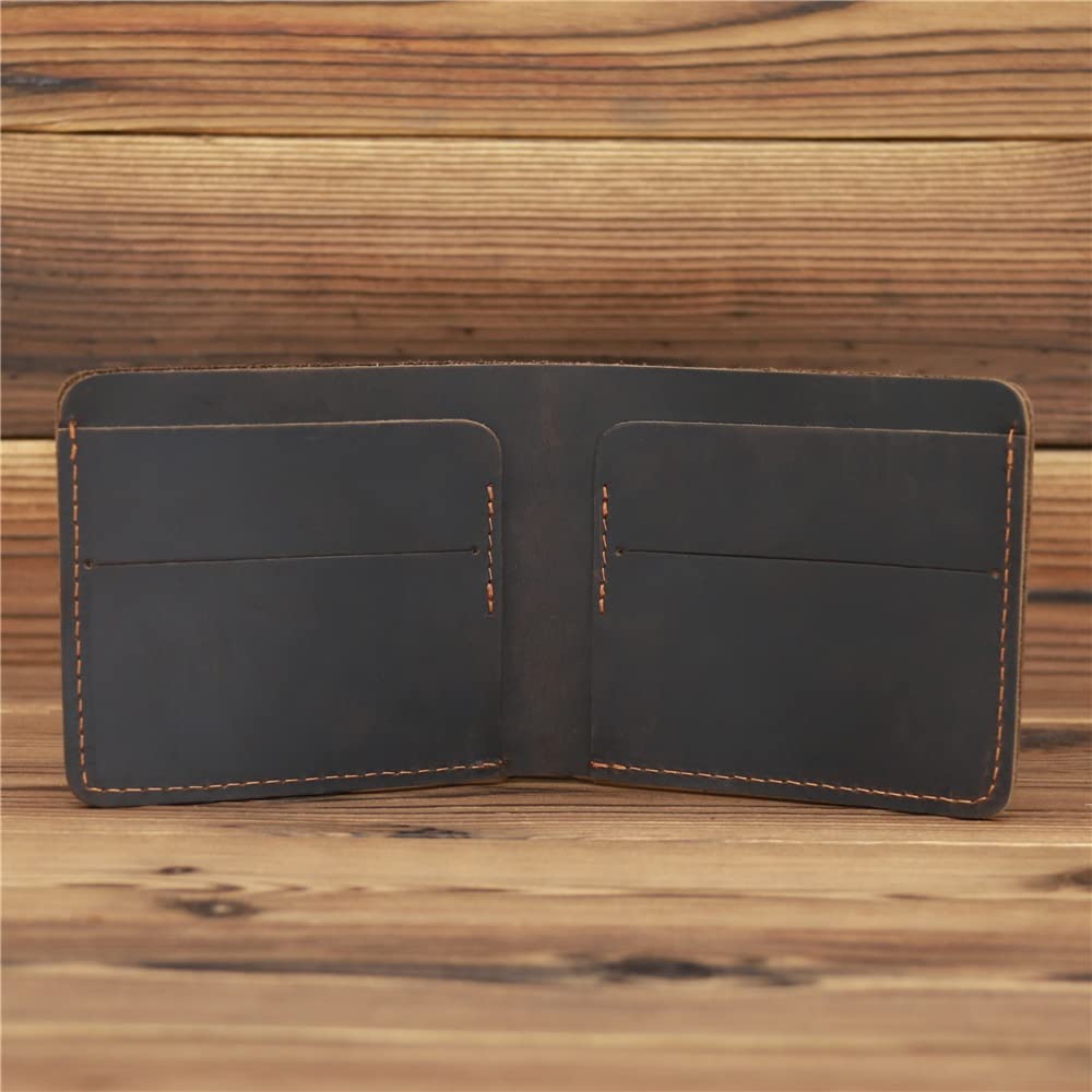 Slim Minimalist Leather Wallet for Men & Women - Compact Bifold Front Pocket Credit Card Holder (Brown, 12x9.5x2cm) - Perfect for Travel, Everyday Carry & RFID Protection