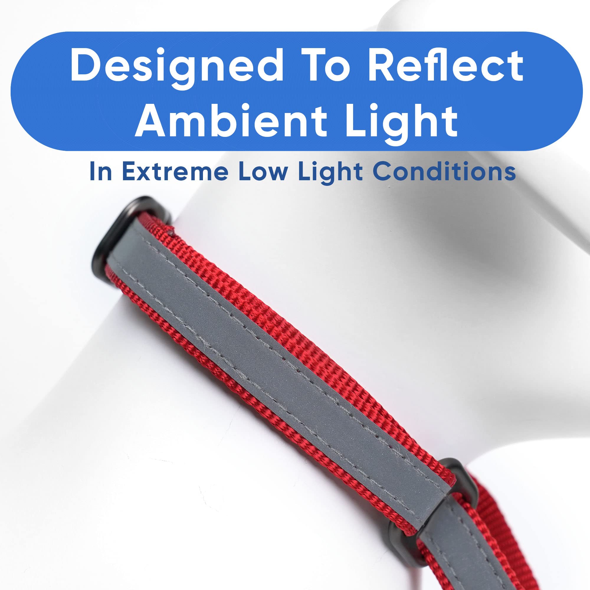 Pawtitas Martingale Dog Collar - Reflective Training Collar for Large Dogs & Puppies (Red) - Perfect for Night Walks & Behavioral Training
