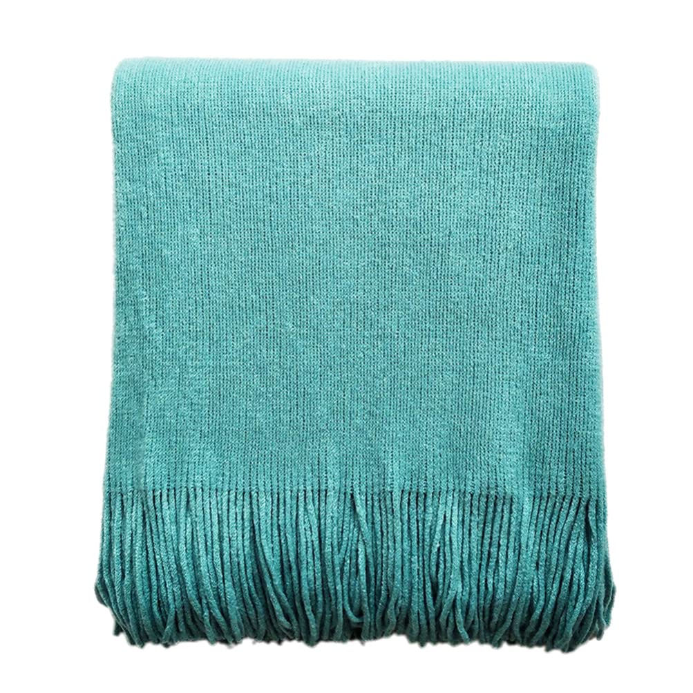 VICASKY Cozy Warm Knit Throw Blanket for Couch, Sofa & Outdoor Use - Soft Fringe Tassel Edge Nordic Decor Blanket - Perfect for Camping, Picnics, Lounging and Home Decor