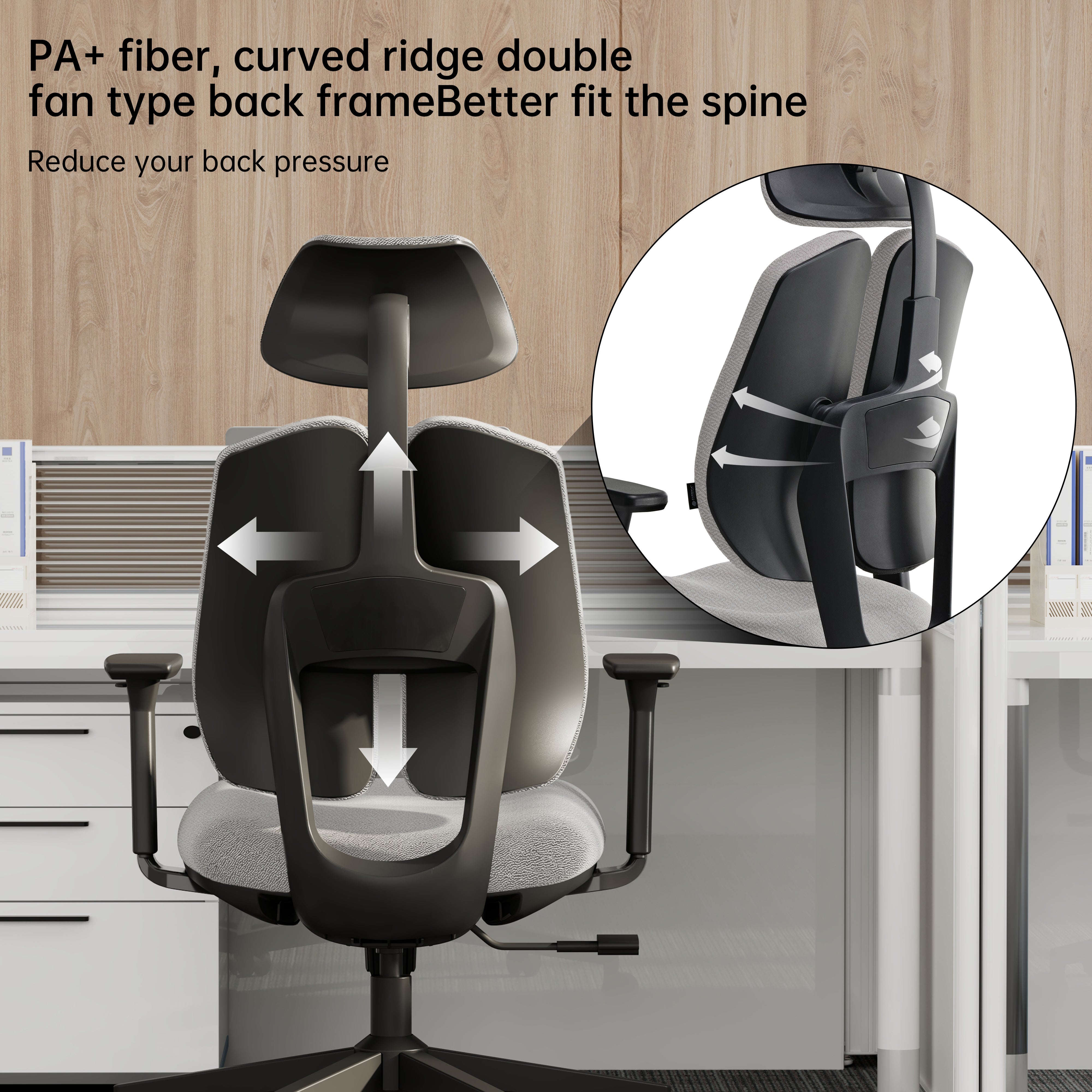Ergonomic Office Chair with Dual Backrests & Flex Support - Perfect for Home Office, Gaming, and Long Work Sessions