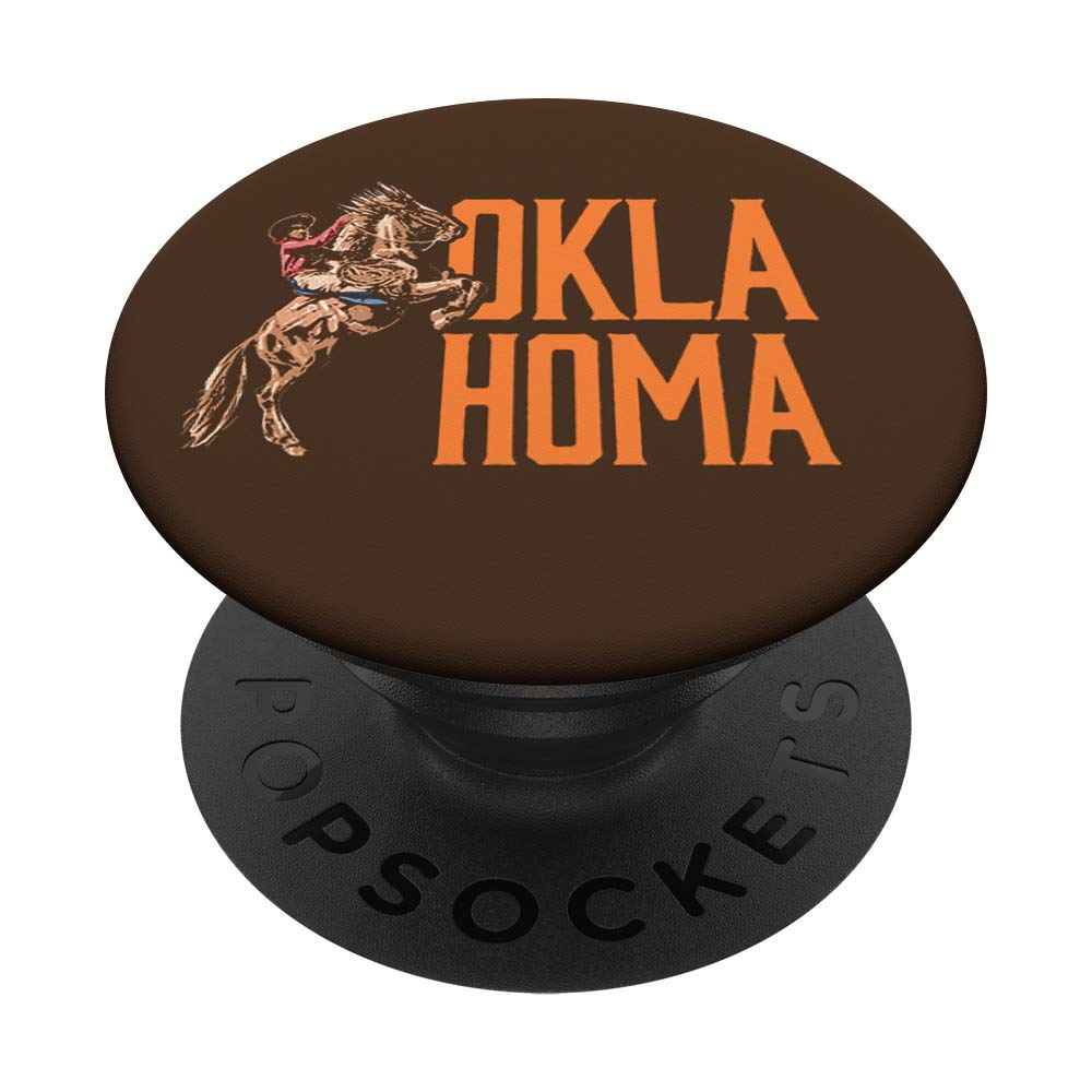 Vintage Oklahoma Cowboy Roping Retro Graphic PopSockets - Phone Grip & Stand for iPhone, Samsung, Tablets - Perfect for Rodeo Fans, Western Decor & Everyday Use