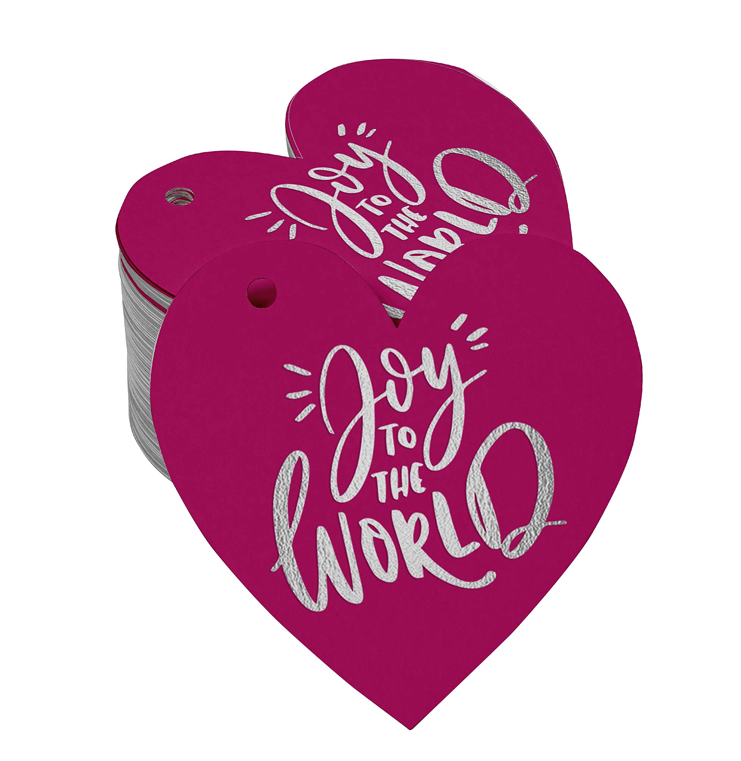 100 Pack Joy to The World Baby Shower Favor Tags - Silver Foil Hanging Gift Tags for Baby Shower Decorations, Party Favors & DIY Crafts