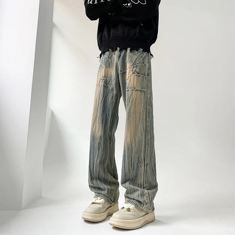 Trendy American Style Gradient Color Jeans - Loose Fit Casual Straight Denim Pants for Men | Spring Fashion Essential for Streetwear & Daily Outfits
