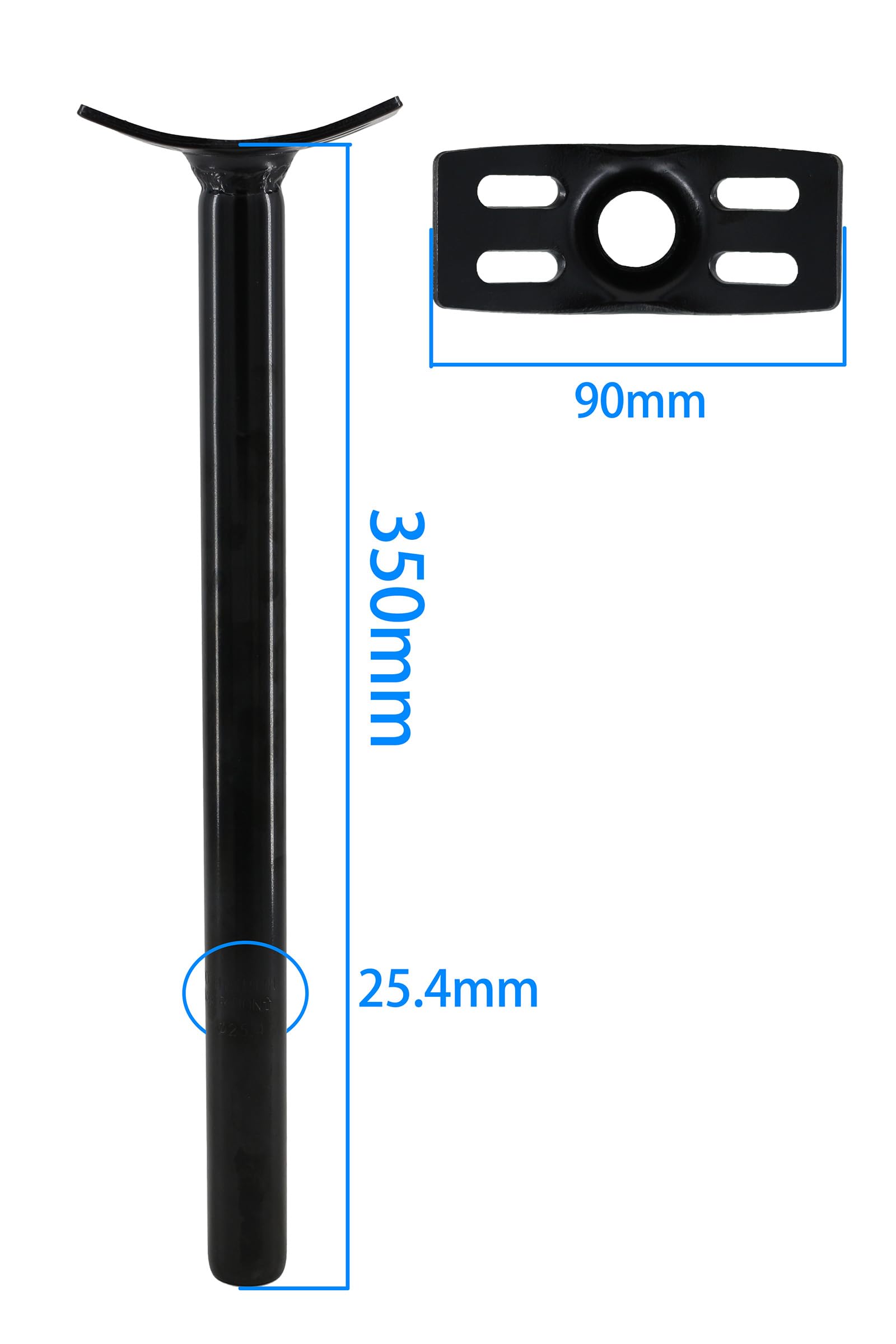 Premium 350mm Black Unicycle Seatpost - Durable Iron Construction for Smooth Rides | Perfect for Urban Commuting, Circus Performances & Unicycle Training
