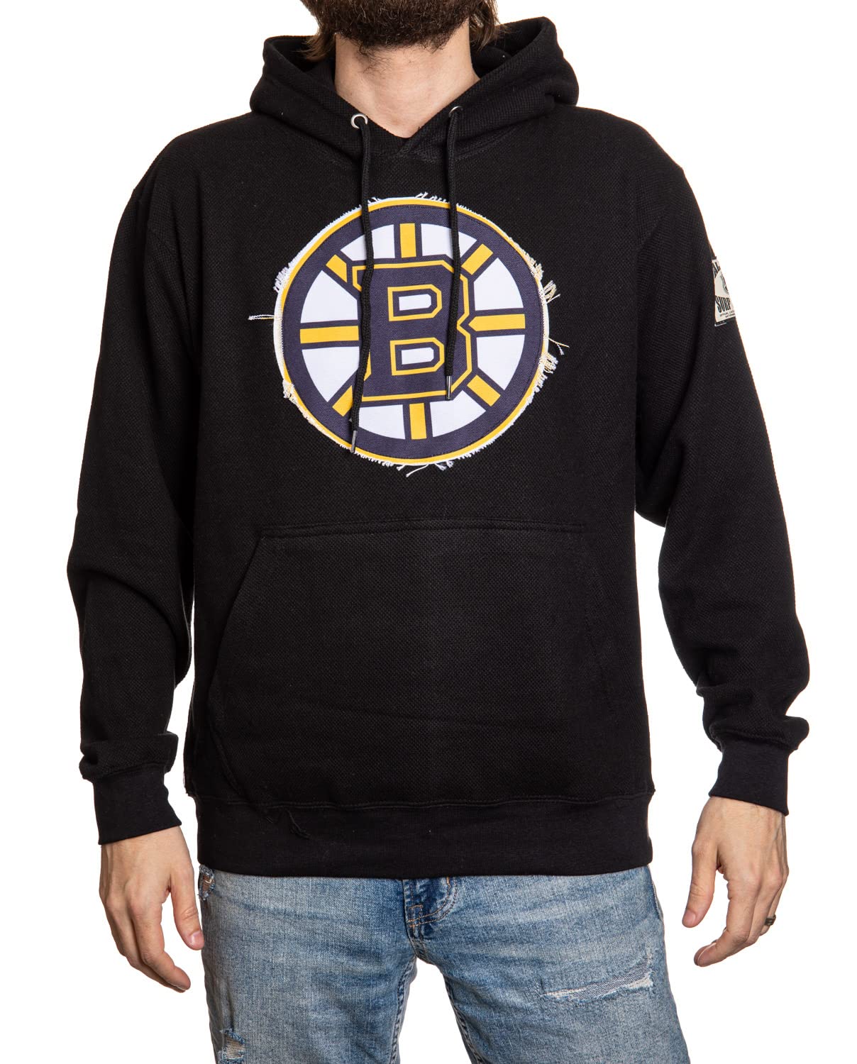 Calhoun NHL Surf & Skate Unisex Waffle Frayed Patch Pullover Hoodie - Coastal Collection | Comfortable Casual Wear for Skateboarding & Beach Outings