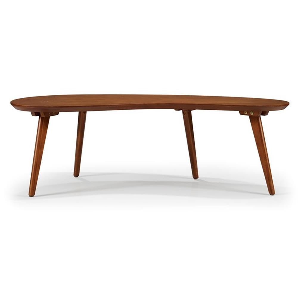 Mid Century Modern Abstract Shaped Coffee Table - Solid Wood with Castanho Finish - Perfect for Living Room, Lounge & Office Decor