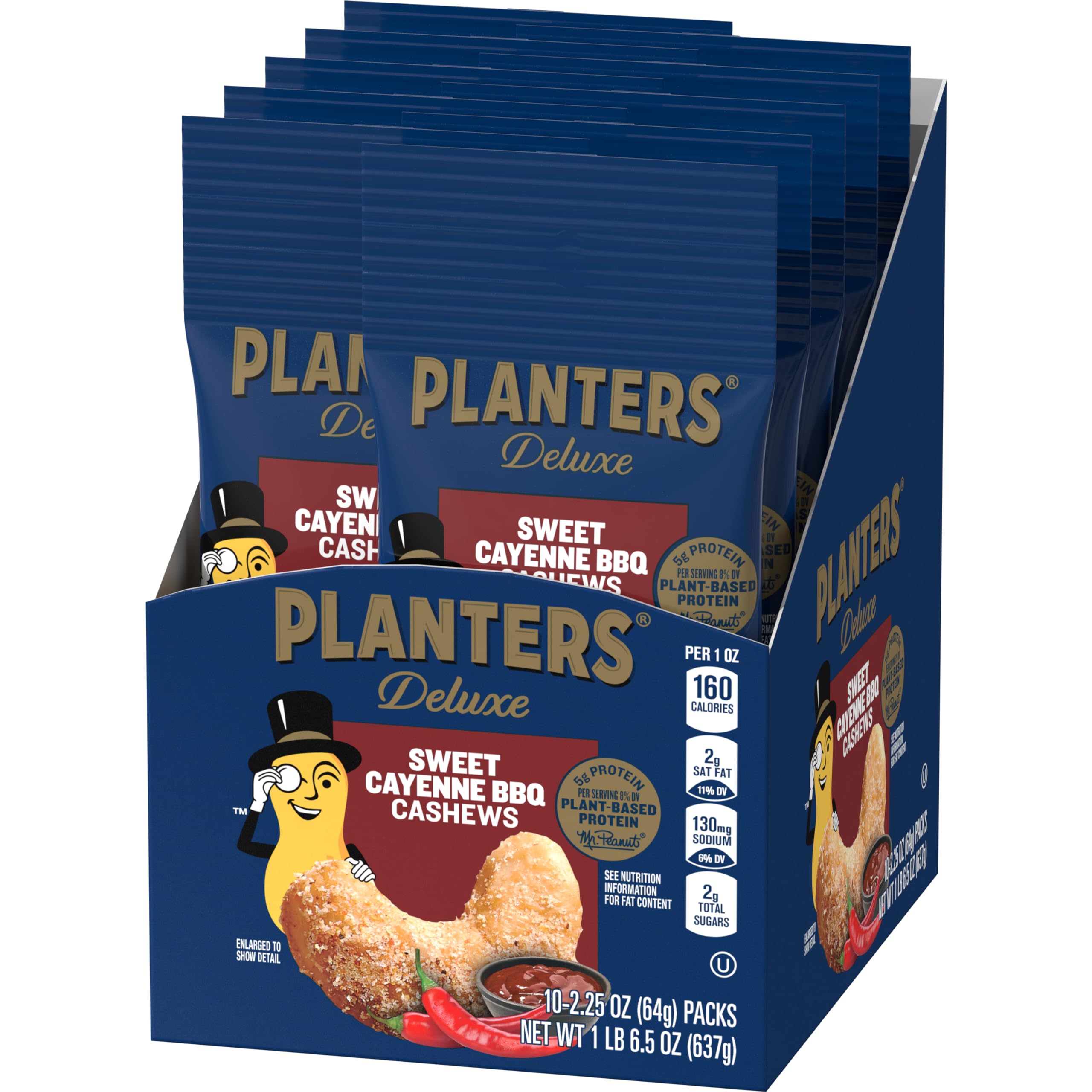 PLANTERS Sweet Cayenne BBQ Cashews - Spicy Roasted Nuts, 10 Pack (10oz) - Perfect for Snacking, Parties & Game Day Treats