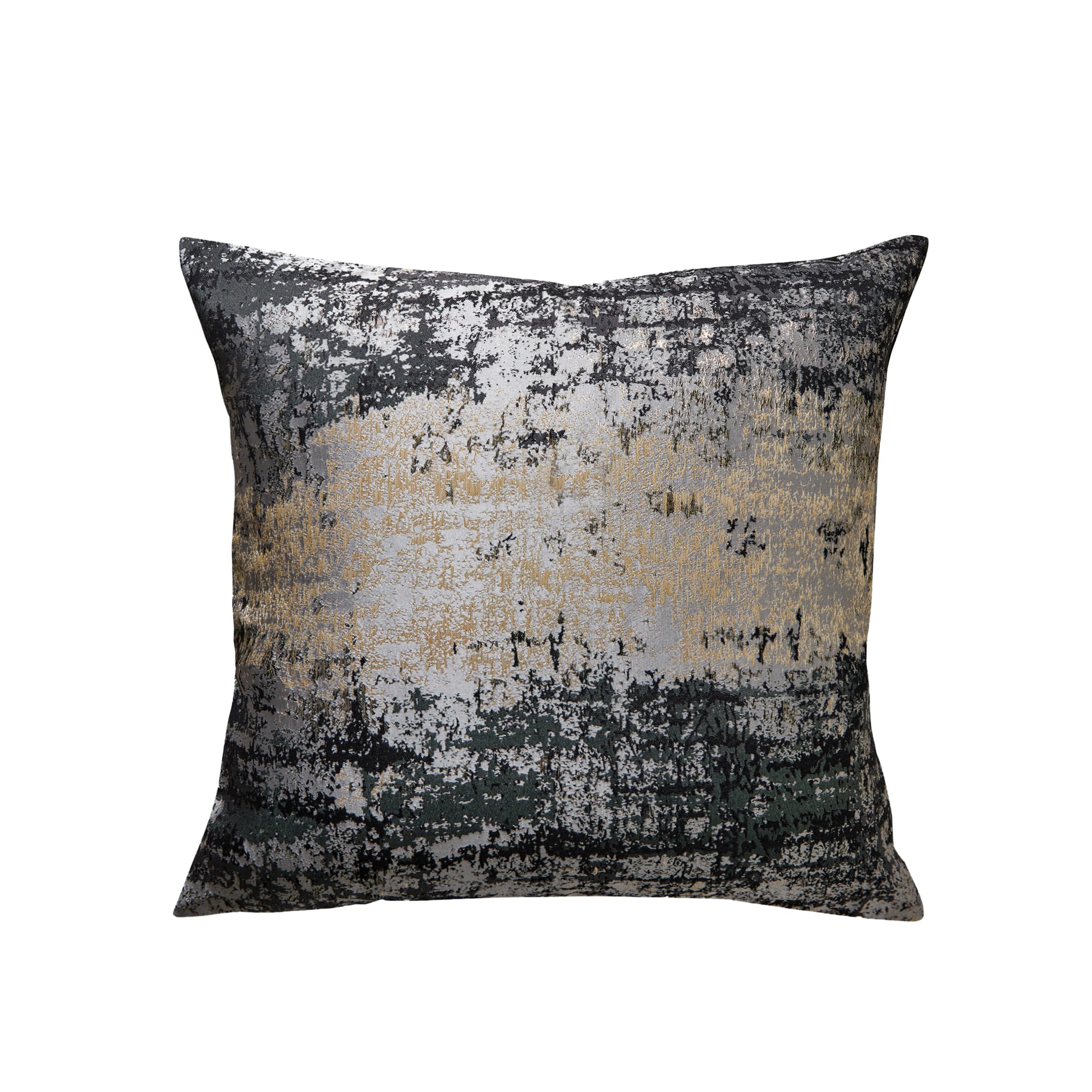 Premium Grey Velvet Throw Pillow Cover with Gold Splatter Design - 24x24 Inches Reversible Black/Gray Cushion Cover for Sofa, Bed, Living Room & Car Decor - 1 Piece - Elegant Home & Office Accent