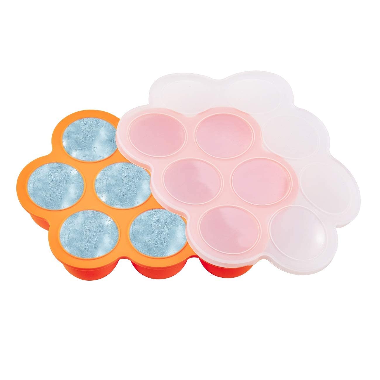 RAGYULA Silicone Baby Food Freezer Tray with Lid - BPA-Free, Dishwasher & Microwave Safe - Perfect for Homemade Puree Storage & Meal Prep (Orange, Pack of 1) | Ideal for Busy Parents & Baby-Led Weaning
