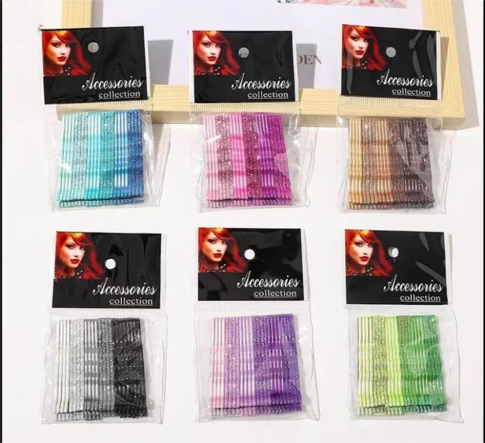 144 Pcs Glitter Bobby Pins for Women - Gradient Color Metal Hair Clips with Sparkles | Hair Accessories for Women, Girls & Kids | Perfect for Parties, Weddings & Everyday Styling