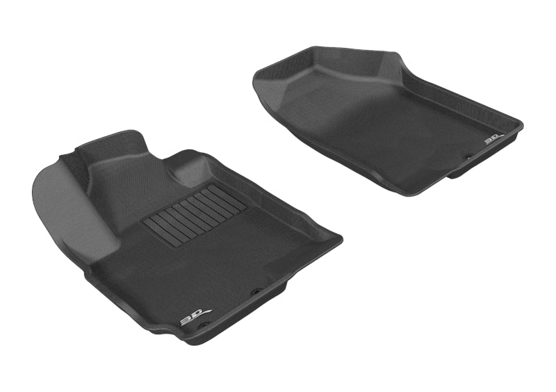 3D MAXpider Custom Fit Floor Mats for 2010-2013 Kia Soul - 1st Row All-Weather Kagu Series (Black) | Durable & Easy to Clean Car Floor Liners for Daily Commute & Road Trips