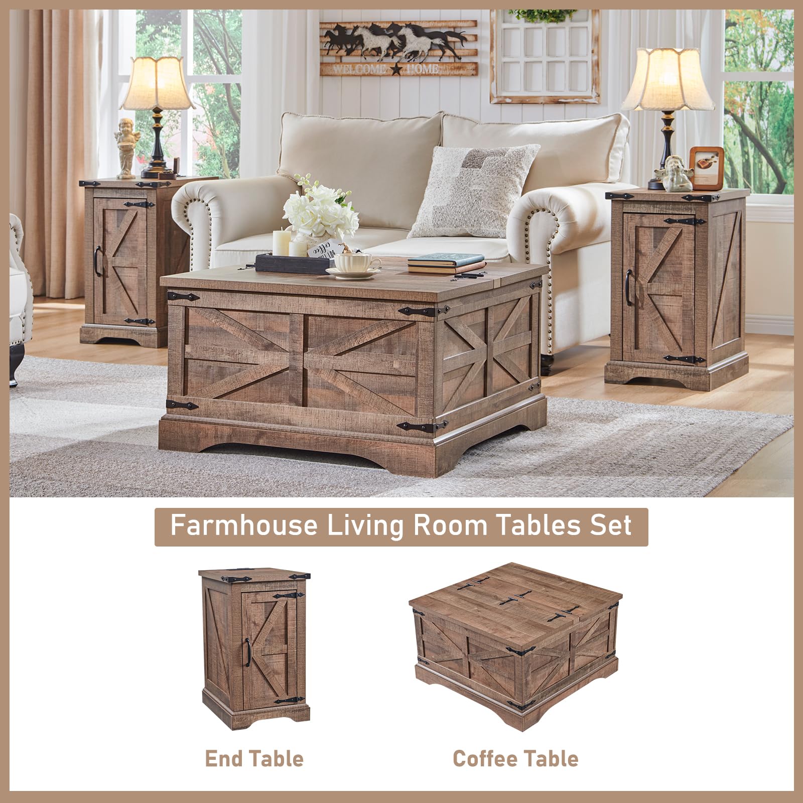 Rustic Farmhouse Nightstand with USB Charging Station - 17