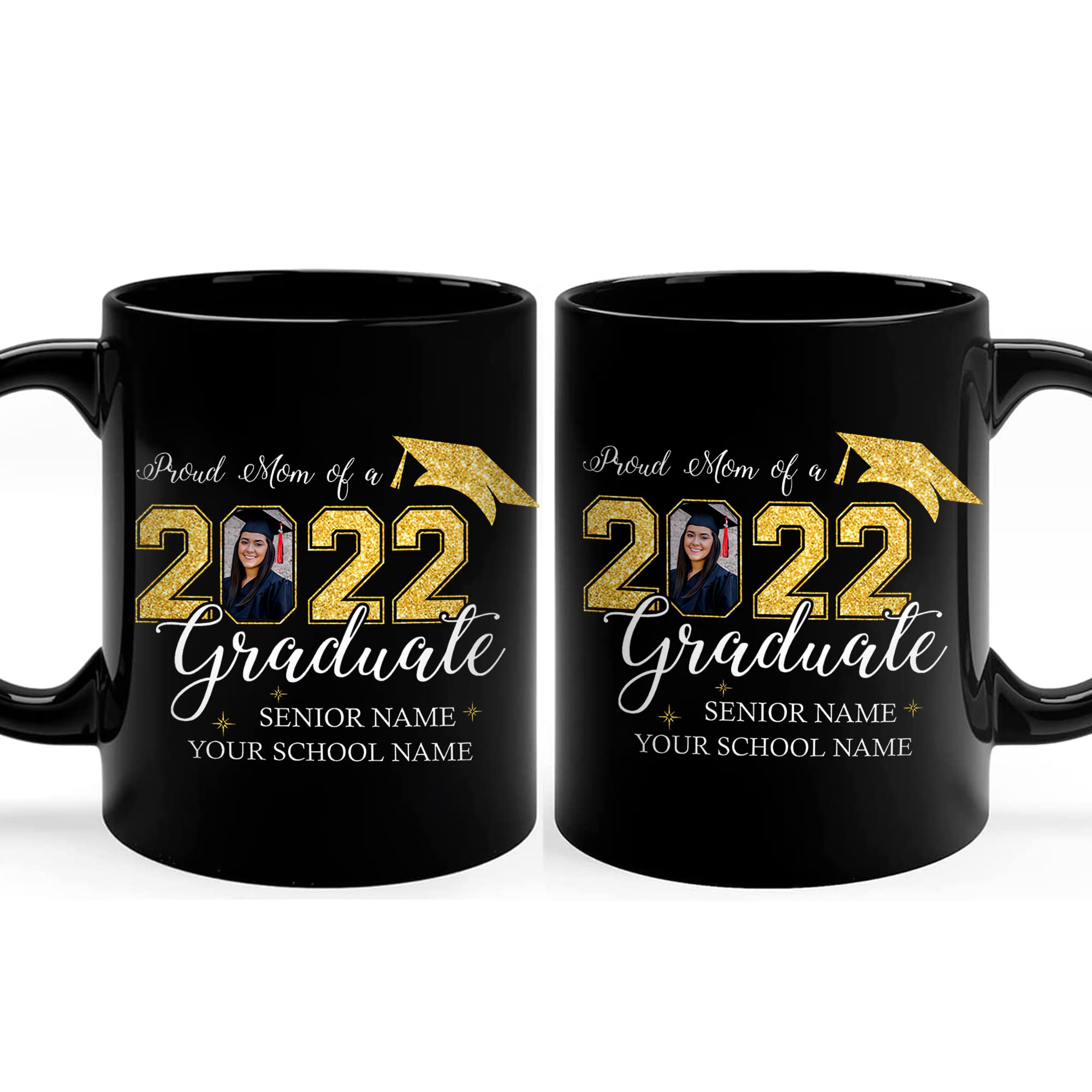 Riveprints Personalized Graduation Gifts 2022 - Inspirational Ceramic Initial Mug for High School, College & Masters Graduates - White Coffee Tea Cup Gift for Him & Her - Perfect for Celebrations, Office Use & Daily Coffee Breaks