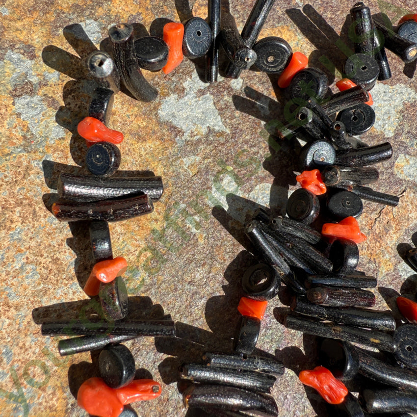 Vintage Black & Red Branch Coral Necklace - 28