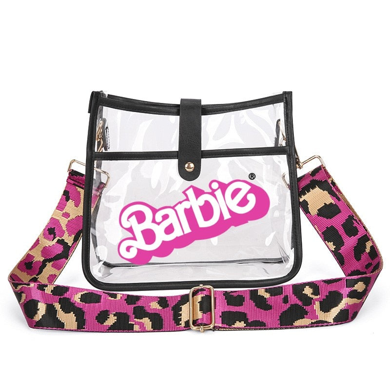Barbie Letter Shoulder Bag for Women - Kawaii Anime Princess Style Transparent PVC Square Handbag in Candy Colors | Perfect for Cosplay, Parties & Everyday Use