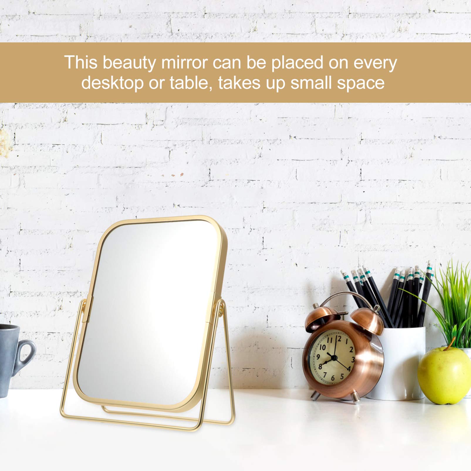Beaupretty 360° Swivel Desktop Vanity Mirror - Adjustable Makeup Mirror with LED Lights, Perfect for Dressing Table, Bathroom & Travel | Compact & Decorative Vanity Mirror for Women & Girls
