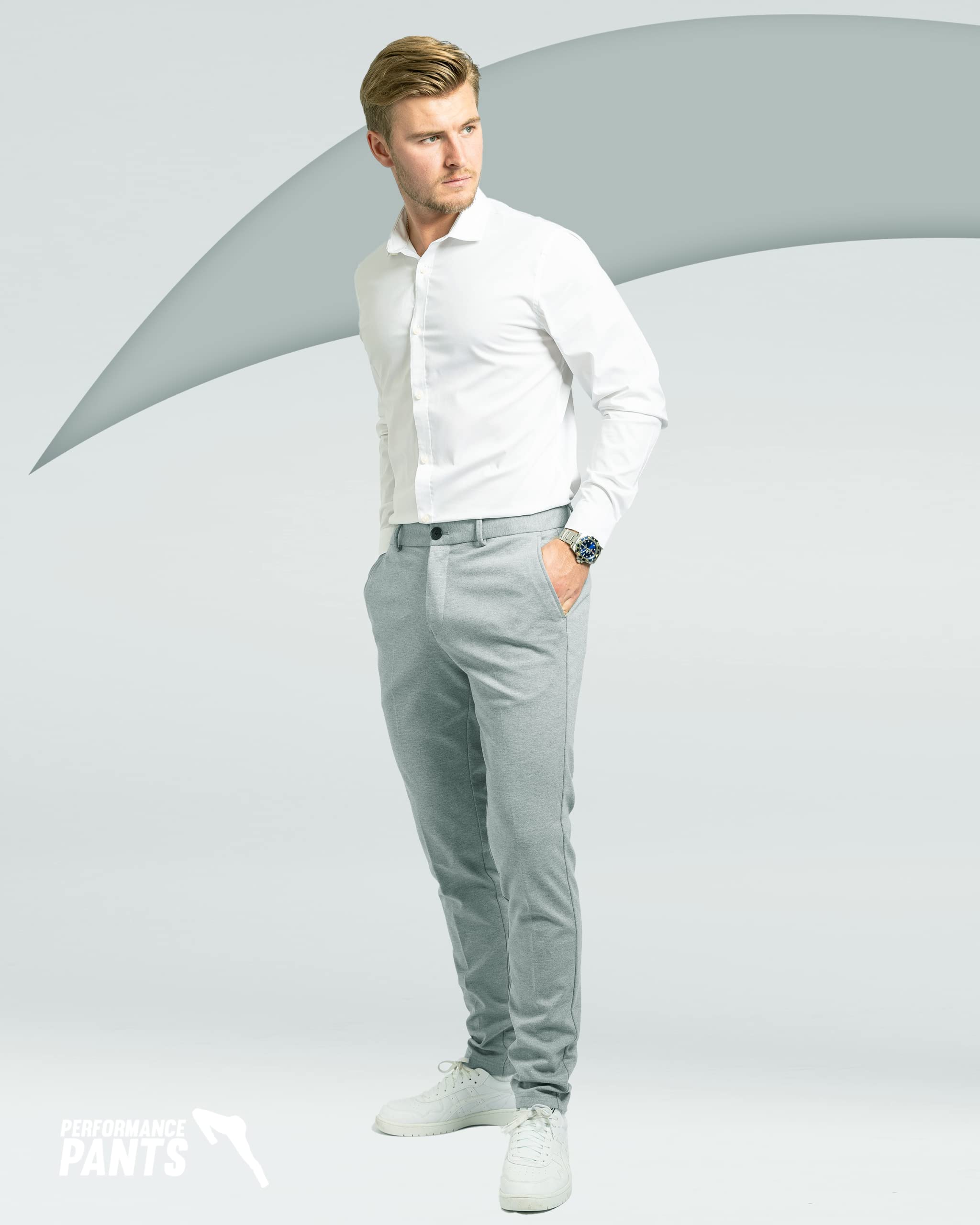 Slim Fit Stretch Men's Dress Pants - Comfortable & Modern Business Casual Trousers for Office, Suits & Everyday Wear