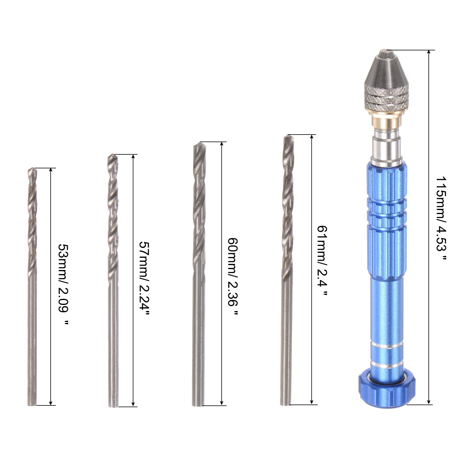 uxcell Mini Twist Drill Pin Vise Hand Tool Set - Precision Hand Drill for Jewelry Making, Model Building & DIY Crafts (Blue)