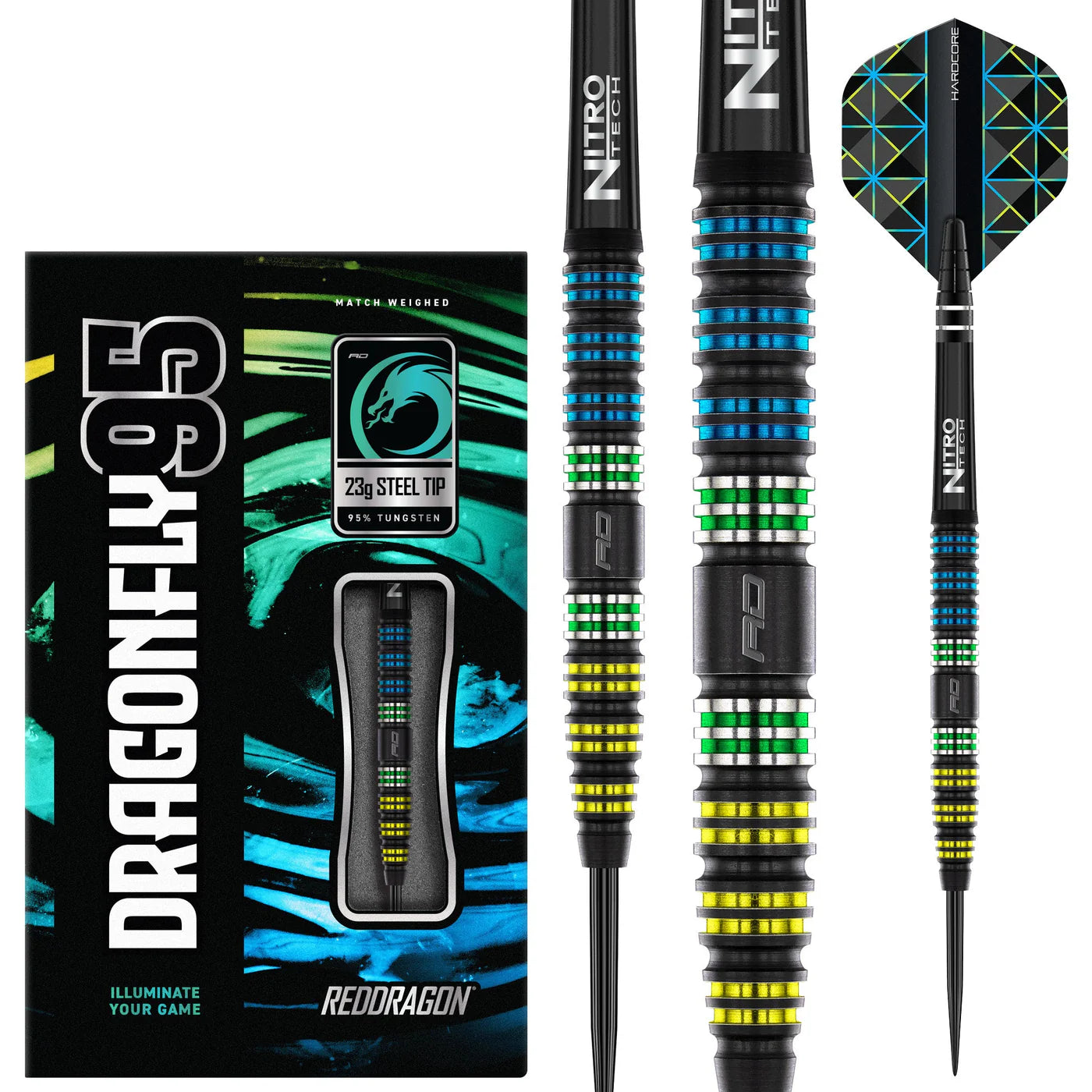 Premium RED DRAGON Dragonfly 95 Black Tungsten Darts - 95% Tungsten Alloy, 25g Weight - Perfect for Professional Darts Tournaments & Home Practice