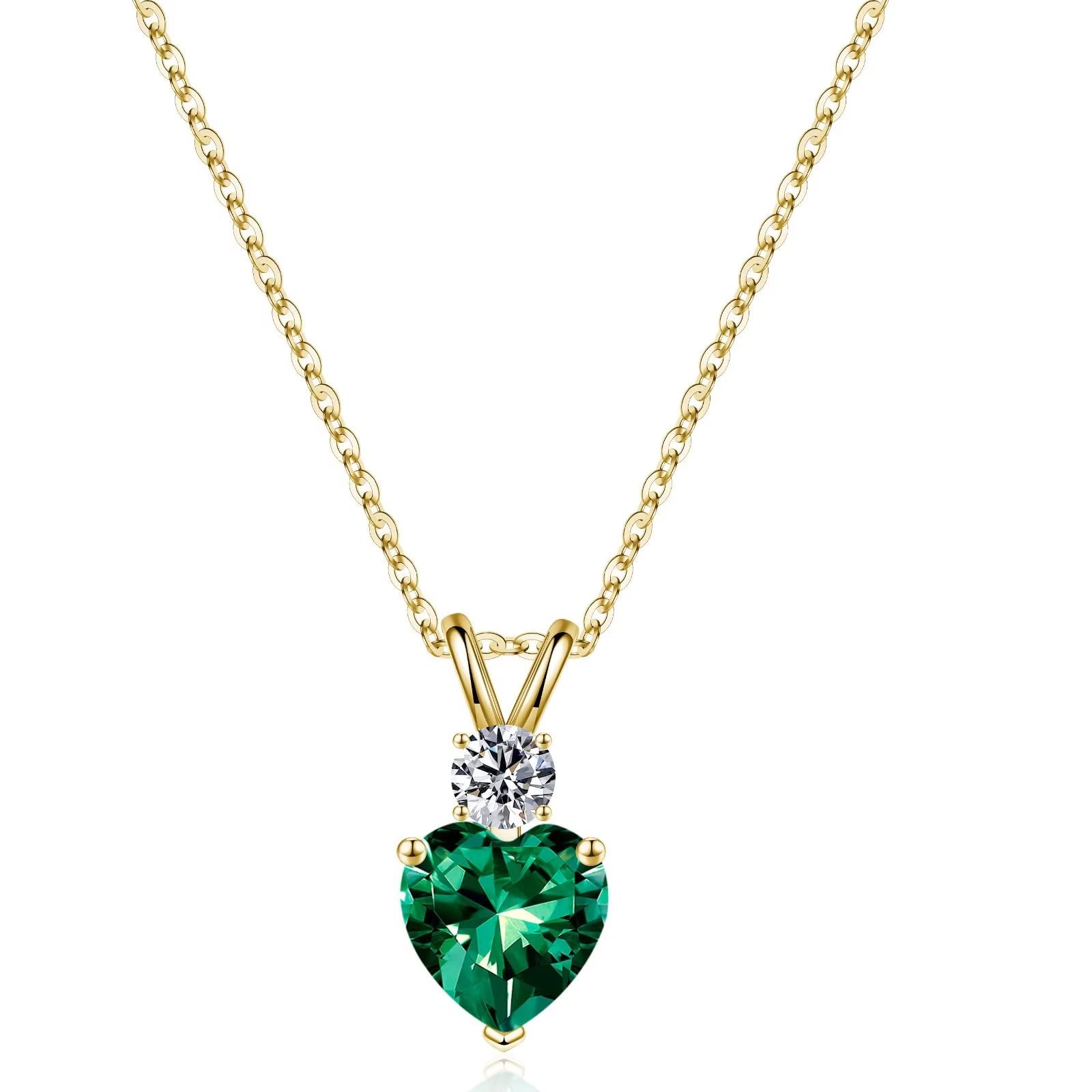 925 Sterling Silver Birthstone Necklace for Women - 1.2 Ct Heart-Shaped Birthstone Pendant, Personalized Jewelry Gift for Mom, Wife, Girlfriend | Valentine's Day, Mother's Day, Christmas, Birthday, Anniversary | Perfect for Everyday Wear, Date Nights & Special Occasions