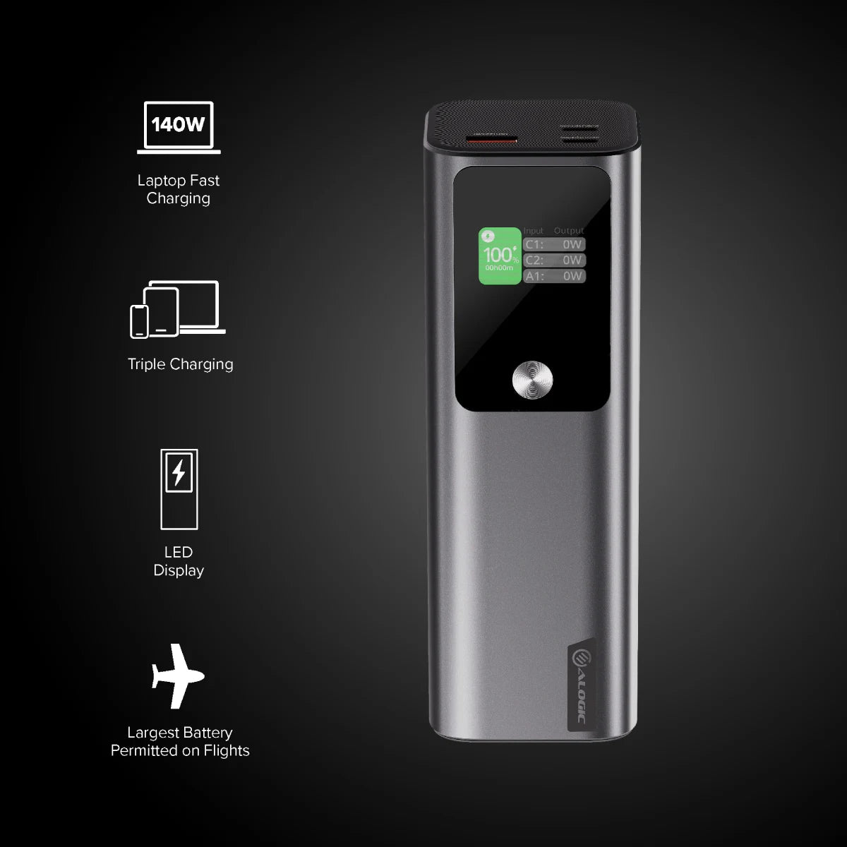27,000mAh Power Bank with 140W USB-C Fast Charging - Portable Charger for Laptops, Phones & Tablets - Perfect for Travel, Camping & Emergency Power Backup