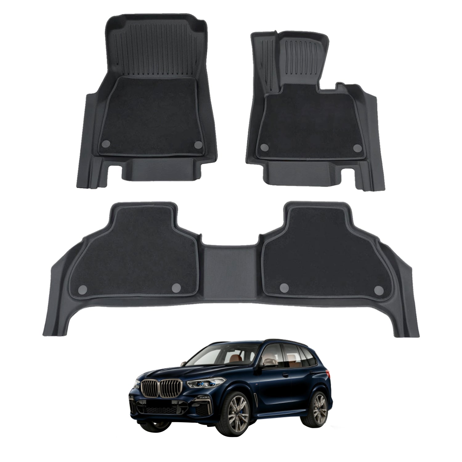 Premium Double Layer All-Weather Car Floor Mats for BMW X5 G05 (2018-2024) - Waterproof & Durable Protection for SUV Interior - Perfect for Daily Commute, Road Trips & Winter Driving