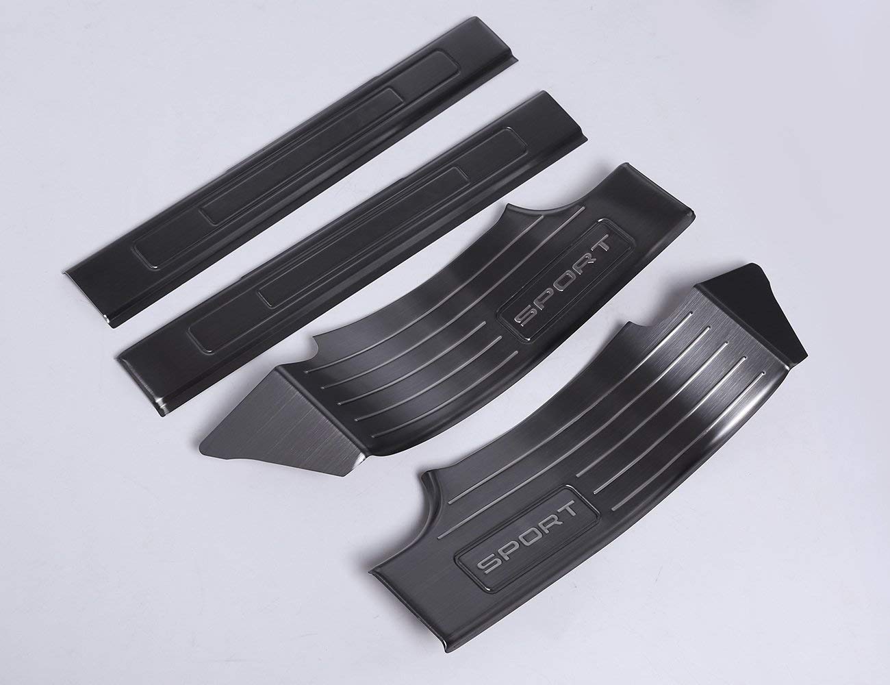 304 Stainless Steel Door Sill Scuff Plate Protector for Land Rover Discovery Sport 7 Seats 2015-2017 - 4pcs Black Interior Car Accessories - Durable Scratch Guard for SUV Doors & Enhanced Vehicle Protection
