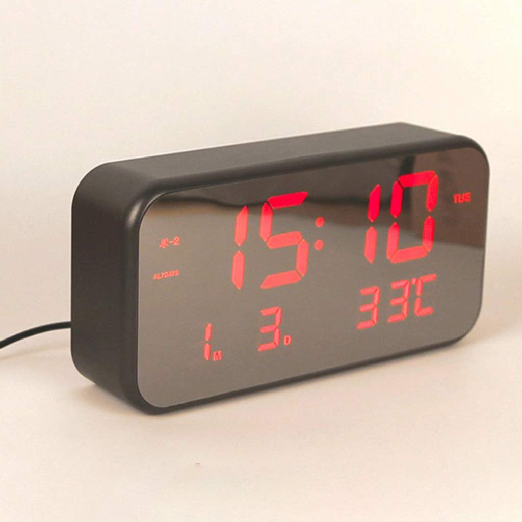 Silent Non-Ticking Digital Alarm Clock with Color Changing Night Light - Modern Home & Office Desk Clock (Black/White Light) for Bedroom, Nursery, Dorm & Gift Giving