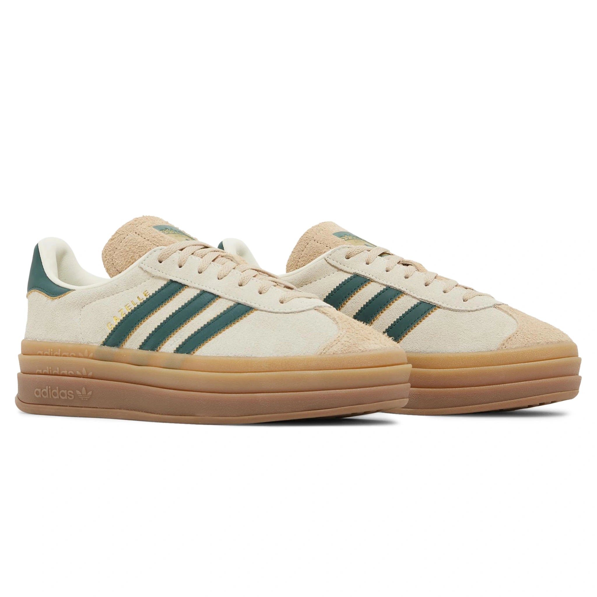 Adidas Gazelle Bold Sneakers for Women - Cream & Collegiate Green - Comfortable Casual Shoes for Running, Walking & Everyday Wear