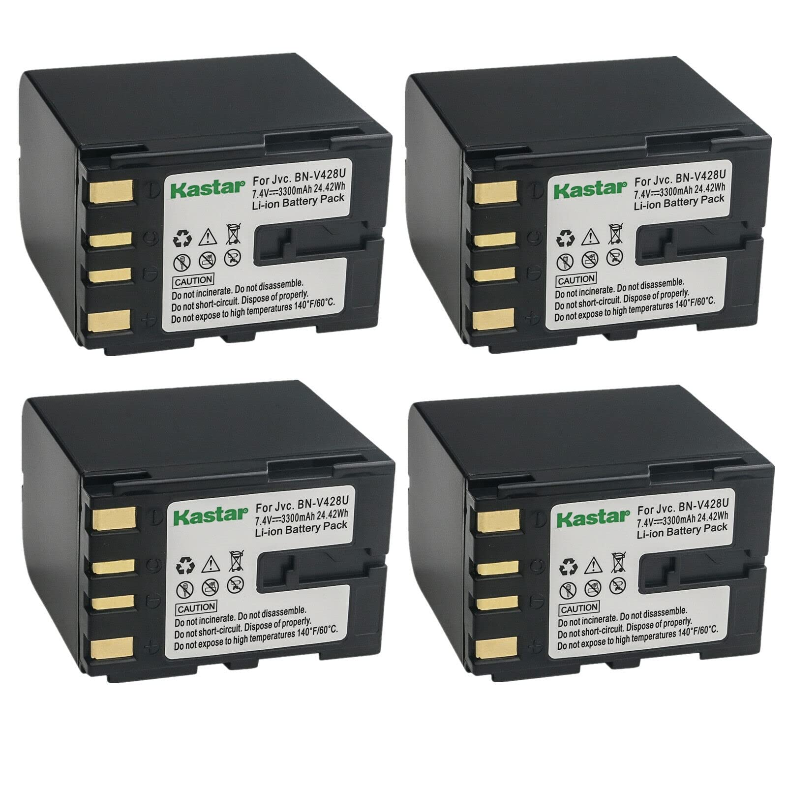Kastar BN-V428 4-Pack Replacement Battery for JVC GR-D92 GR-D93 GR-D94 GR-D95 GR-D200 GR-D220 GR-D225 GR-D228 GR-D230 GR-D231 GR-D238 Camcorders - Perfect for Travel Vlogging, Home Videos & Outdoor Filming