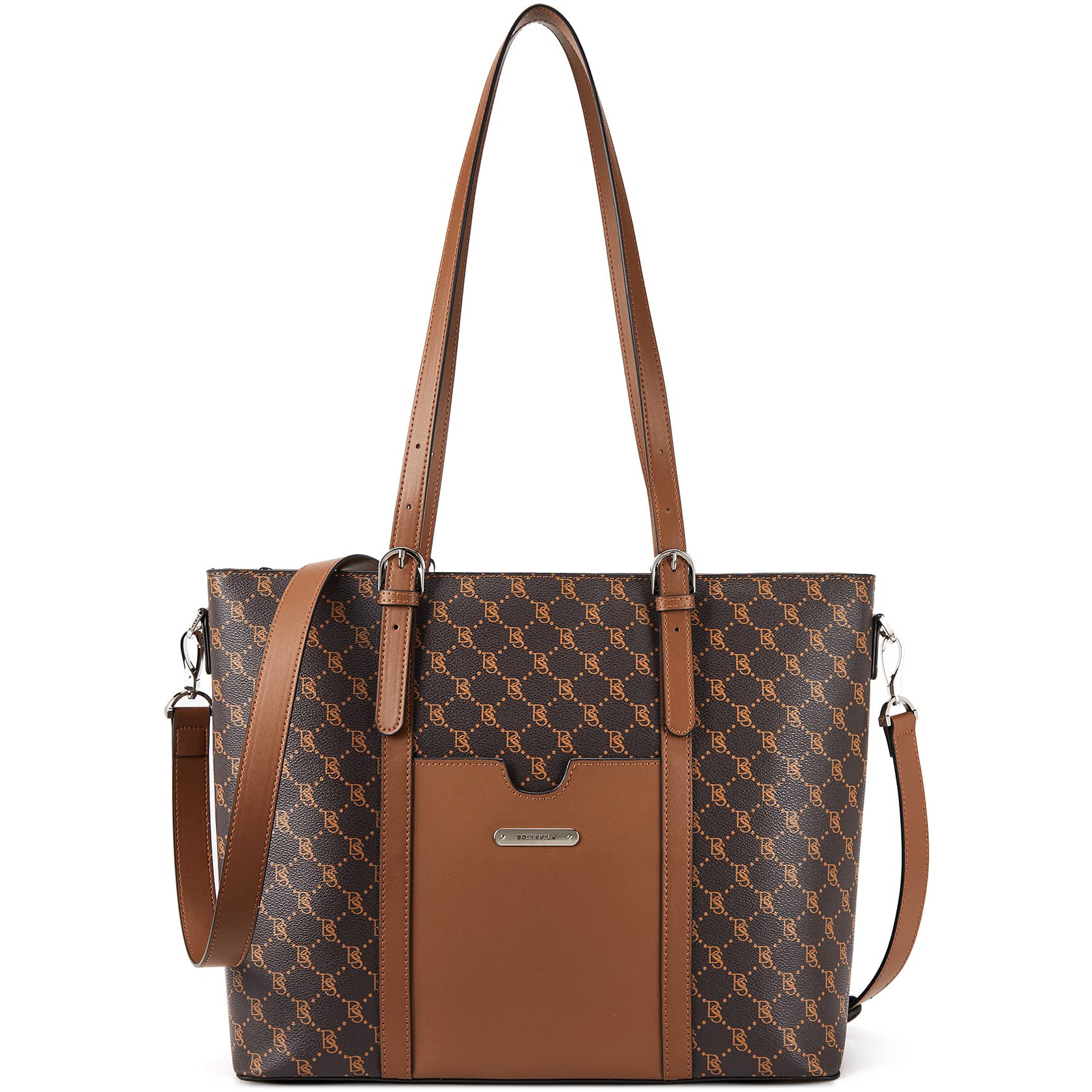 BOSTANTEN Women's Vintage Leather Laptop Tote Bag - 15.6 Inch Office Shoulder Handbag & Work Briefcase Purse for Business, Travel & Daily Commute