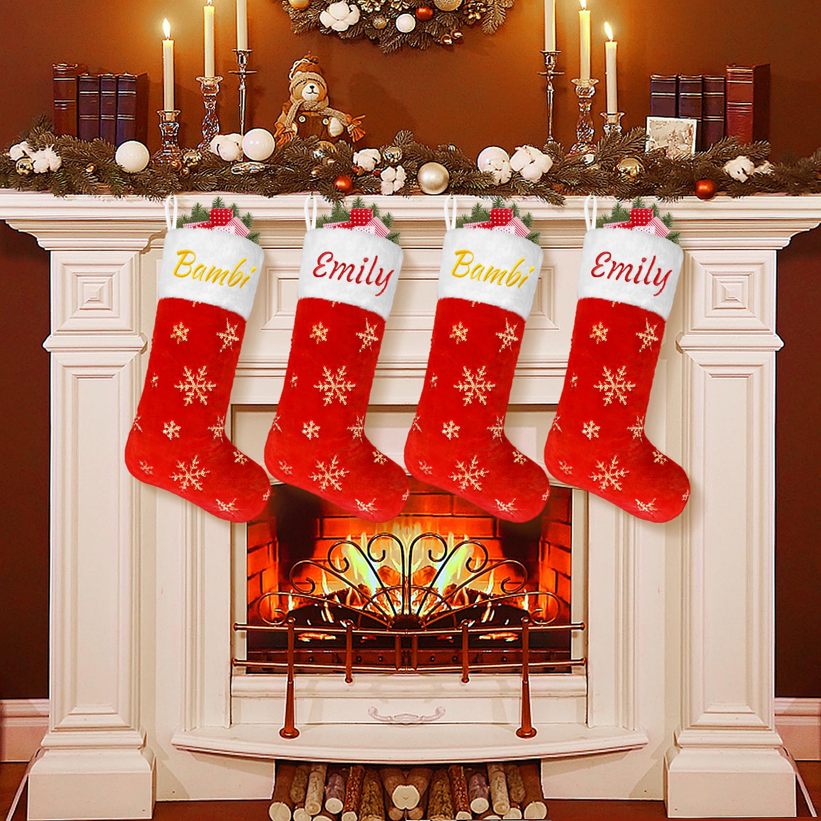 Custom Personalized Red Faux Fur Christmas Stocking - Large 22