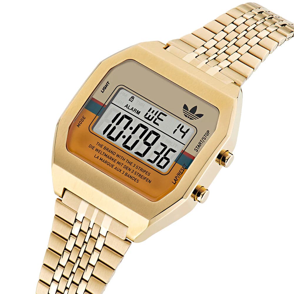 Adidas Originals Digital Gold Stainless Steel Strap Unisex Watch AOST23555 - Stylish Sporty Watch for Men & Women - Perfect for Gym, Running & Everyday Wear