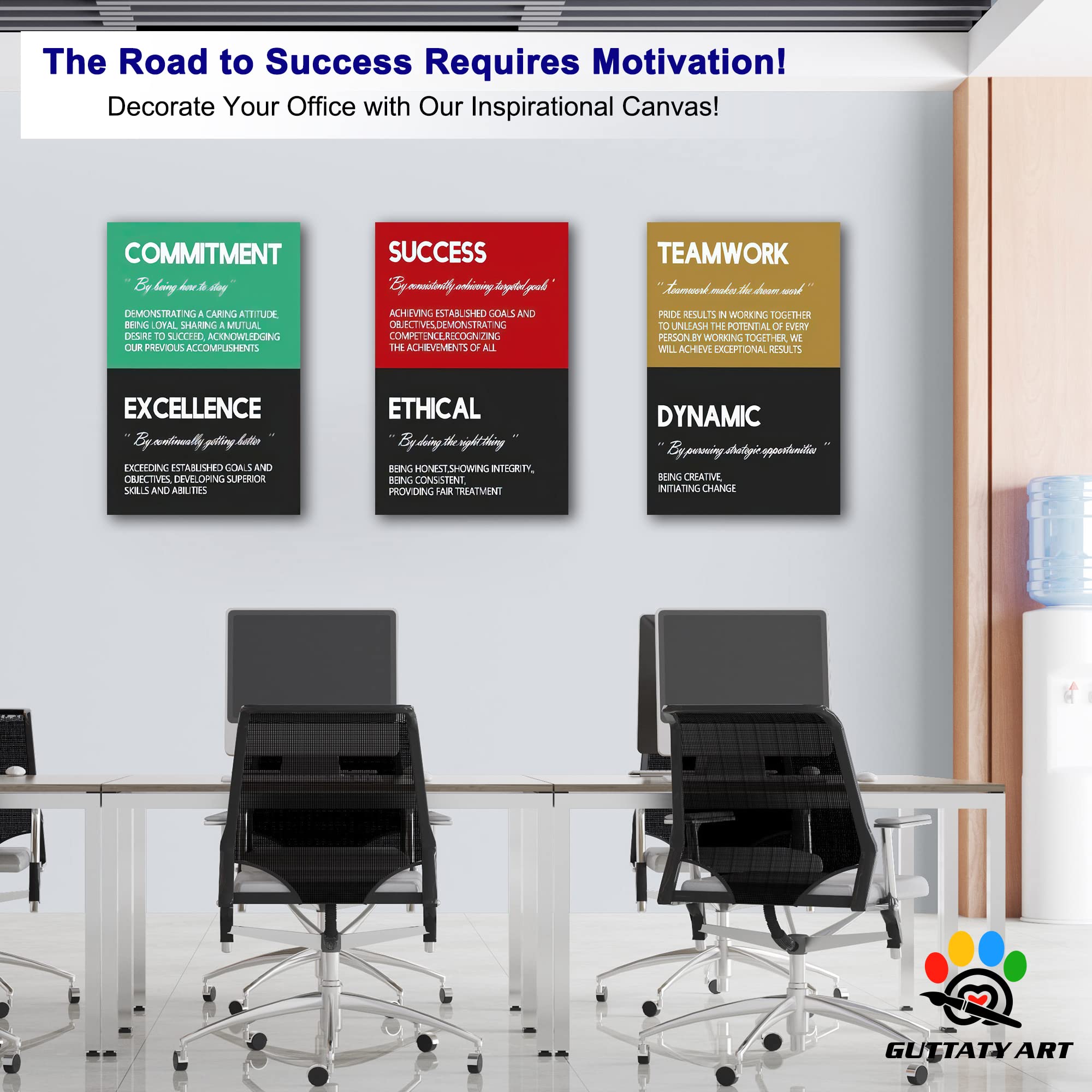 3-Piece Motivational Wall Art Set for Office & Home - Inspirational Quotes Canvas Prints (20”x30”x3) - Positive Affirmation Posters for Workplace, Living Room & Bedroom Decor