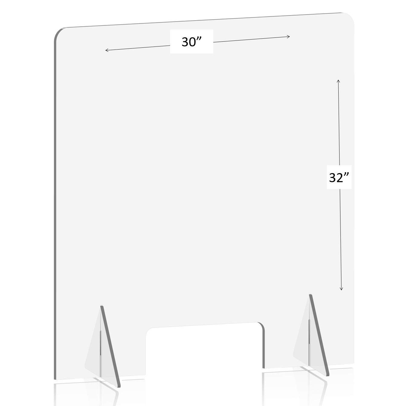 Clear Acrylic Sneeze Guard Shield - Freestanding Plexiglass Barrier for Desk, Counter & Table Protection | Perfect for Offices, Restaurants & Retail Stores | Transparent Safety Screen for Social Distancing