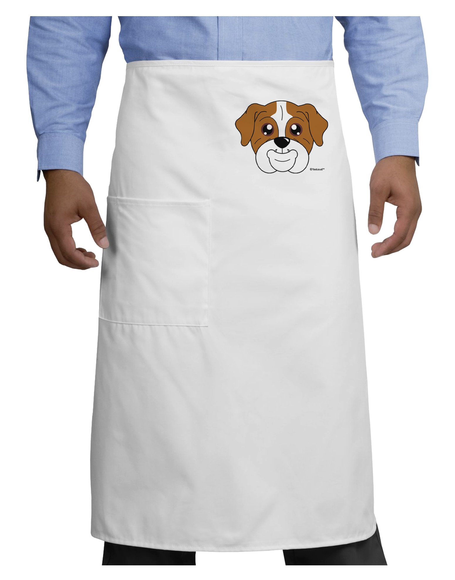 TooLoud Cute Bulldog Print Red Adult Bistro Apron - Kitchen Cooking BBQ Grilling Apron for Men & Women