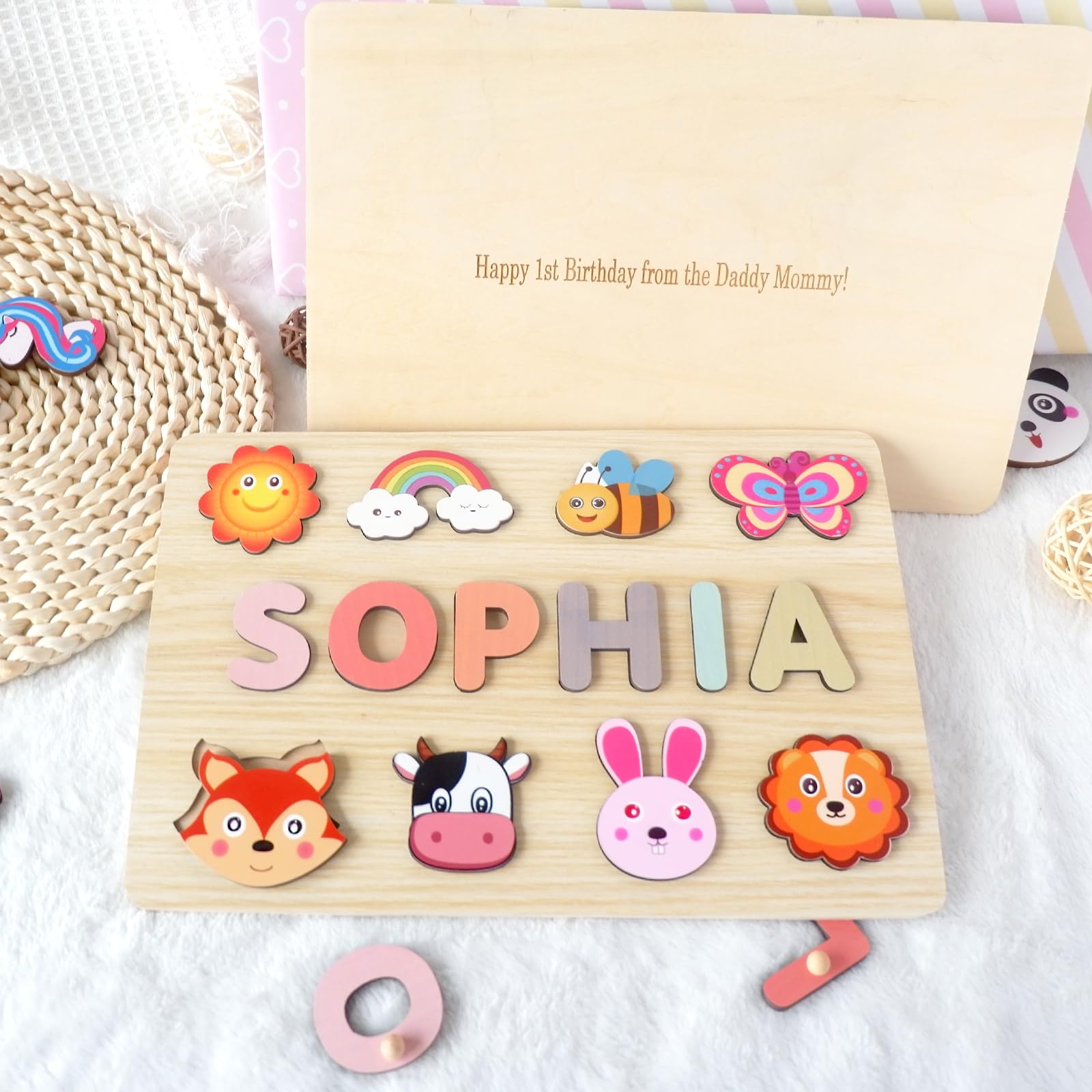 Personalized Wooden Name Puzzle for Toddlers 1-3 Years Old - Montessori Learning Toy, Easter Basket Stuffer & 1st Birthday Gift for Baby Boys & Girls - Perfect for Early Childhood Education & Holiday Gifting