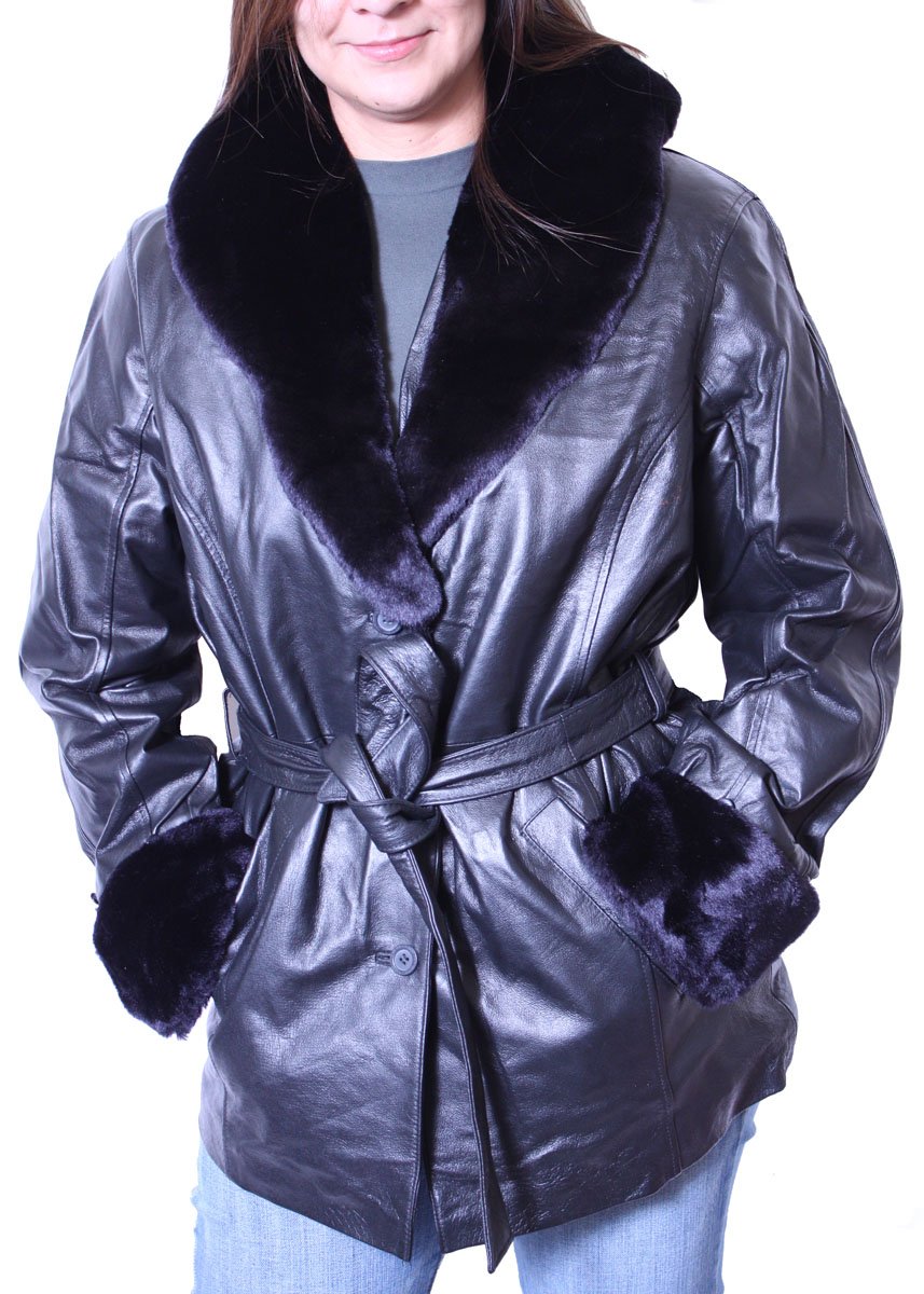 Women's Black Genuine Leather Jacket with 3 Buttons & Belt - Stylish Long Coat for Fall Fashion, Office Wear & Night Out